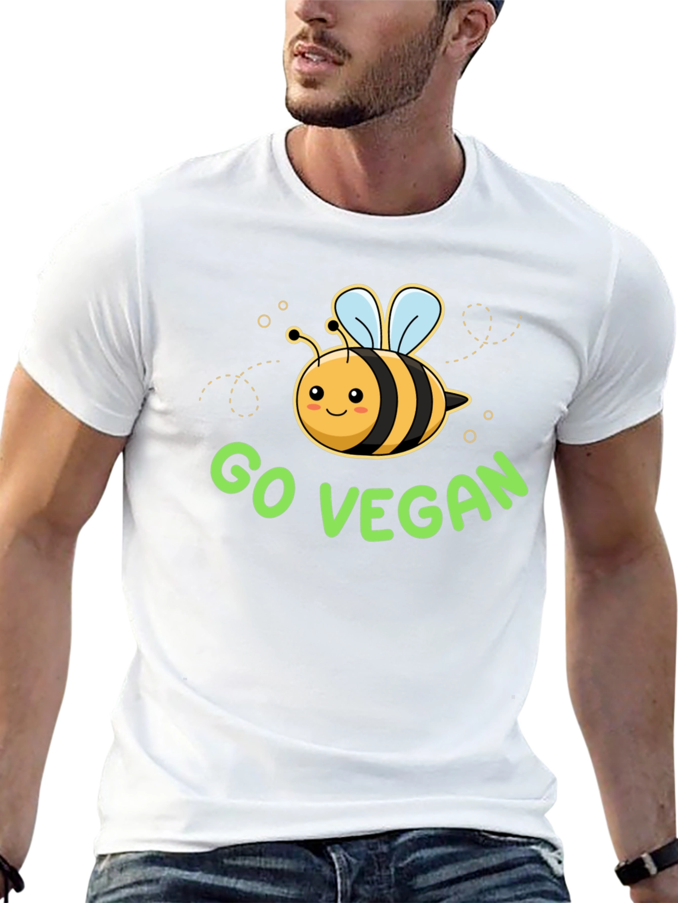 Go Vegan Bee Graphic T-Shirt