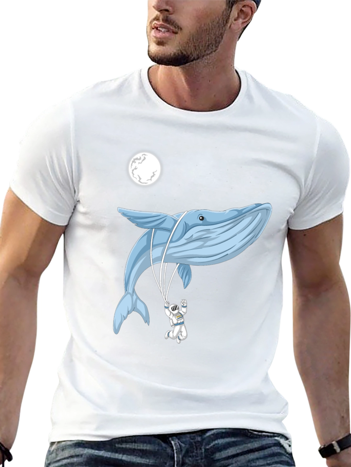 Whimsical Whale & Astronaut Graphic Tee