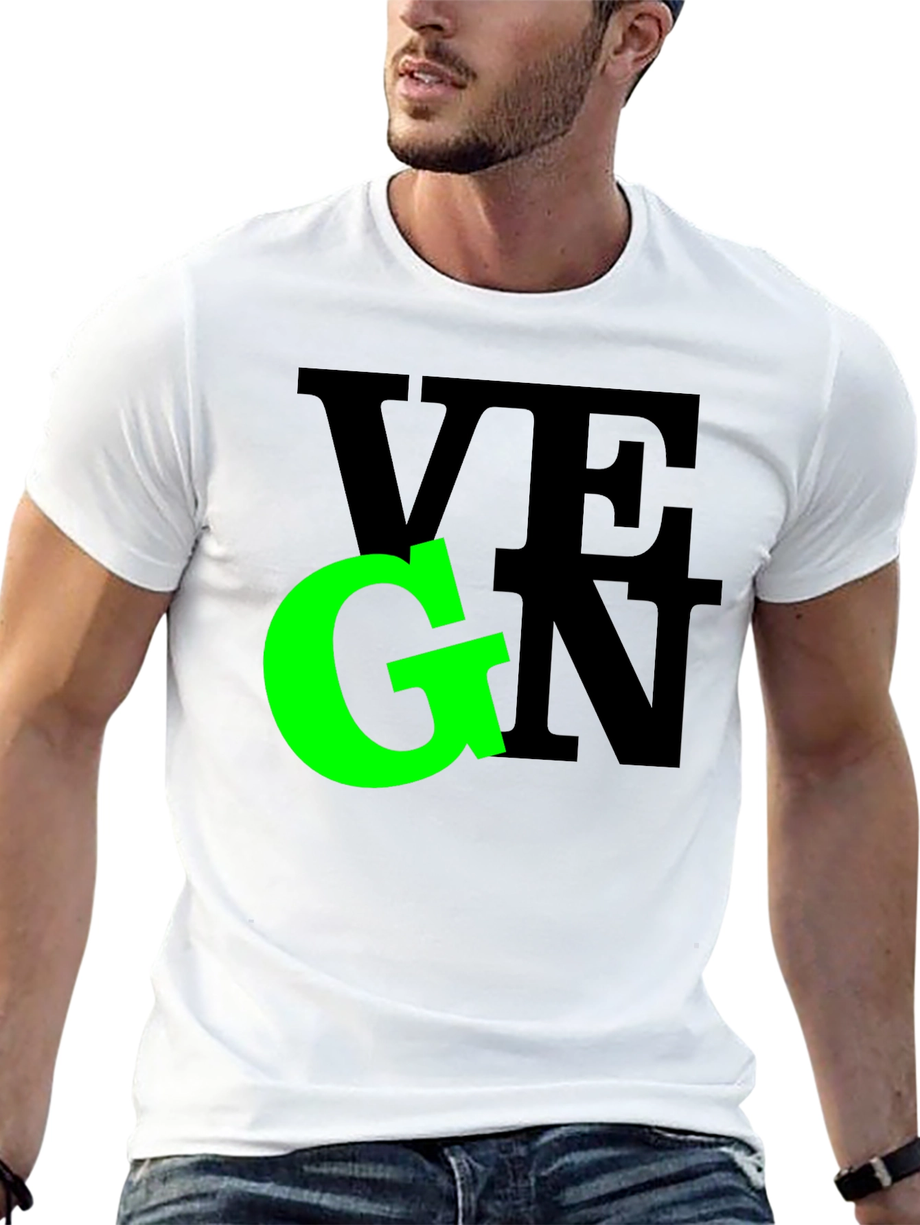 Vegan Graphic Tee - Black Crew Neck T-Shirt
