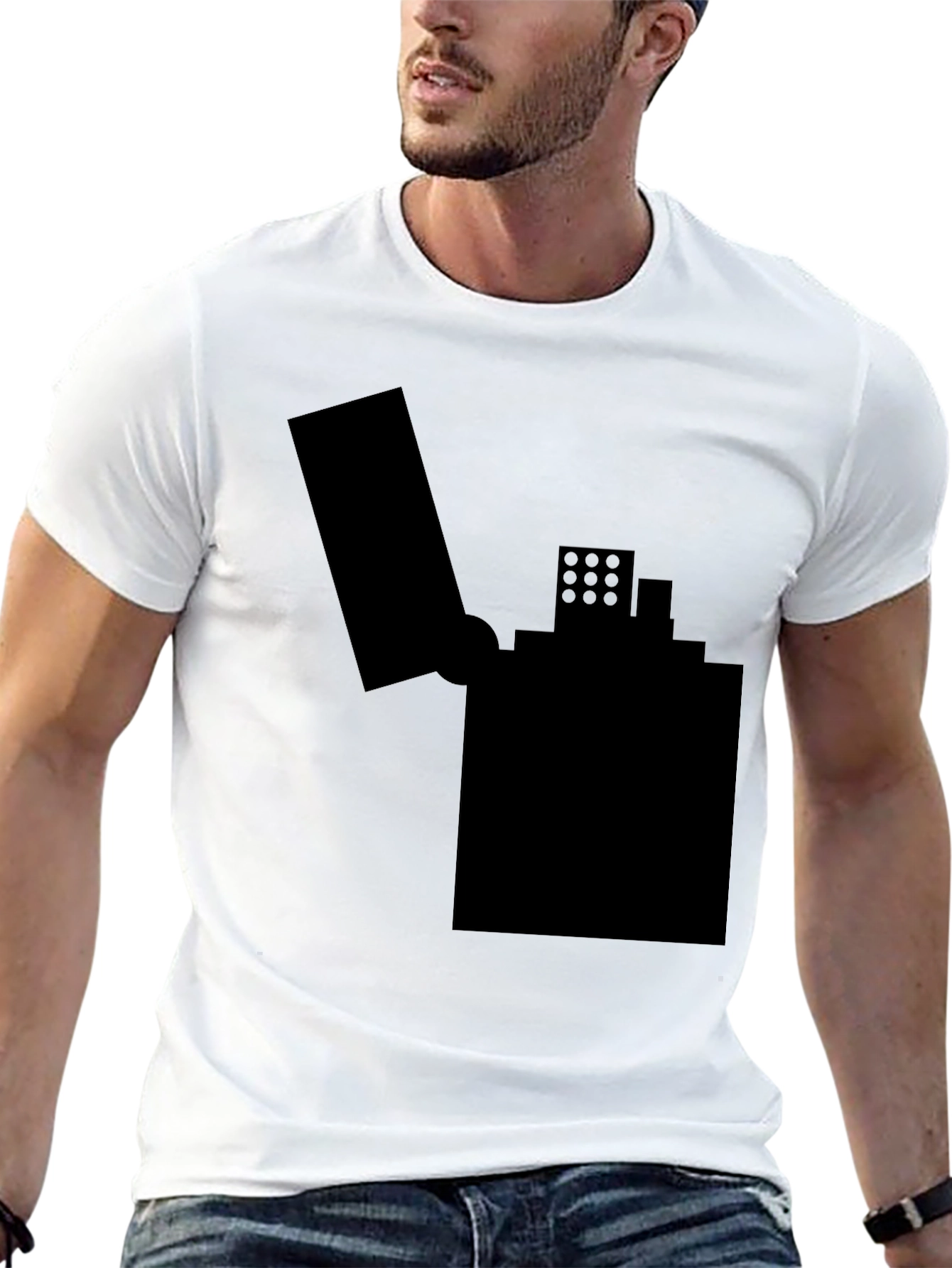 Black T-Shirt with Lighter Graphic Design