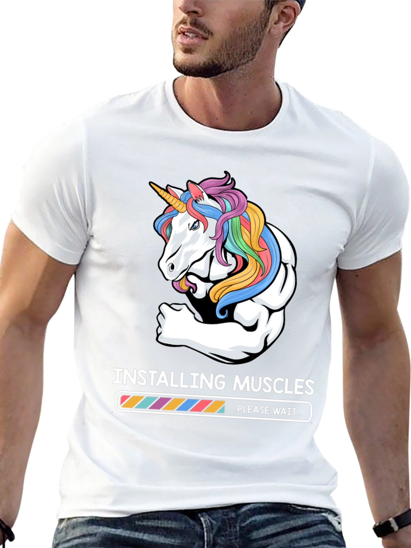 Unicorn Muscle Loading Black T-Shirt