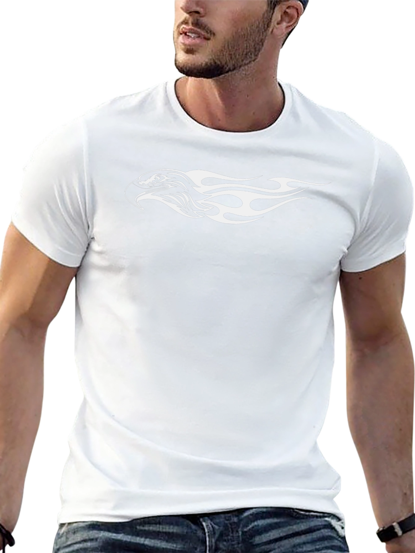 Mens Black Eagle Flame Graphic Tee
