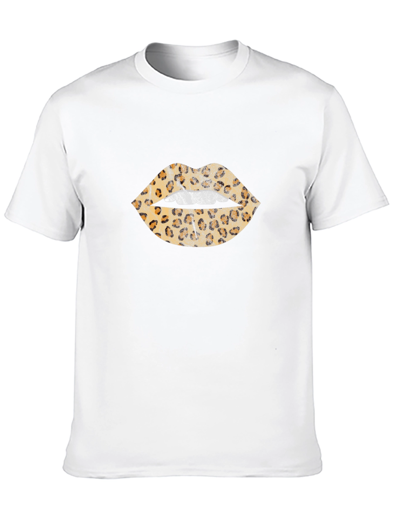 Leopard Print Lips Graphic Black T-Shirt
