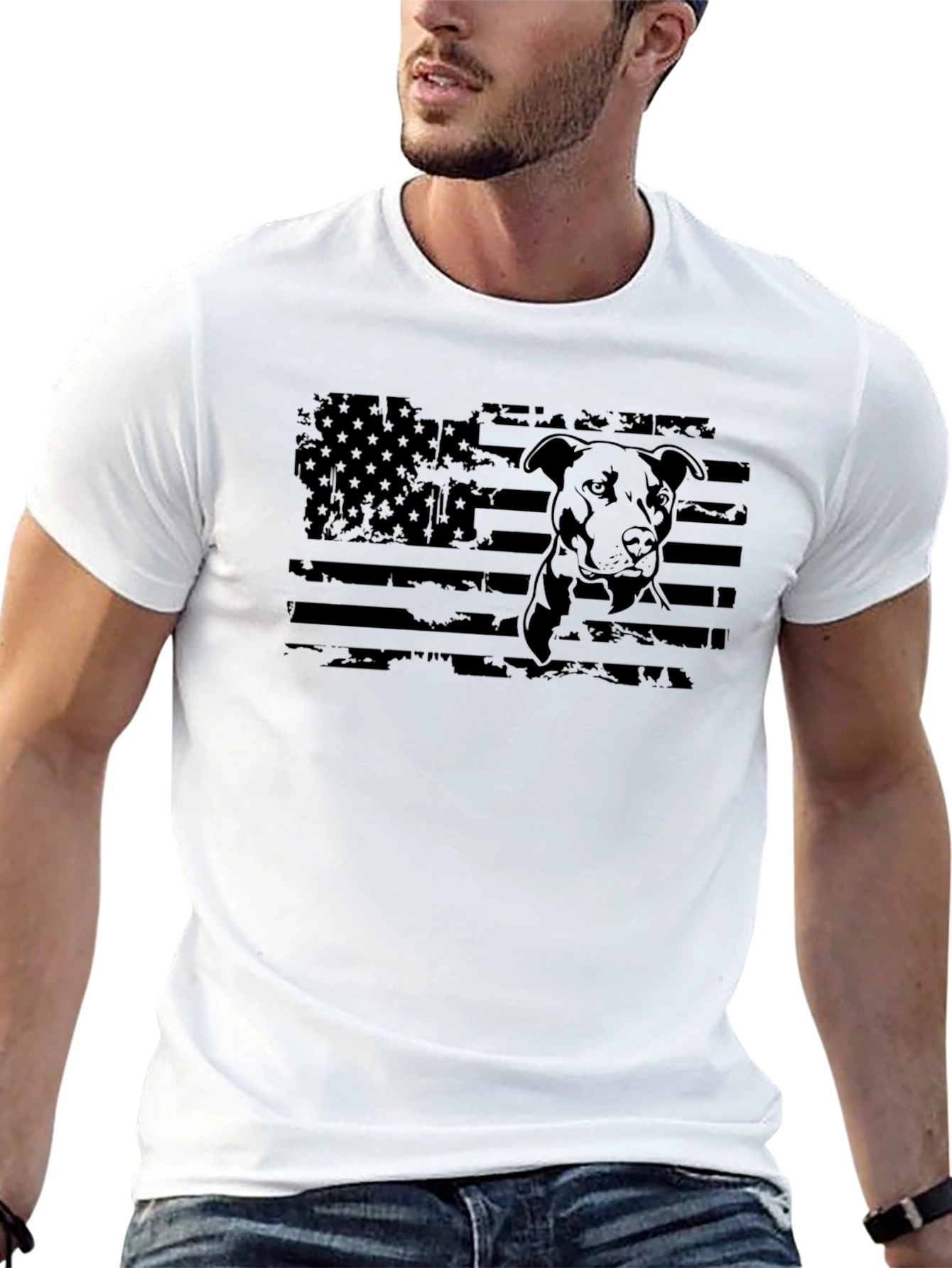 American Pitbull USA Flag T-Shirt