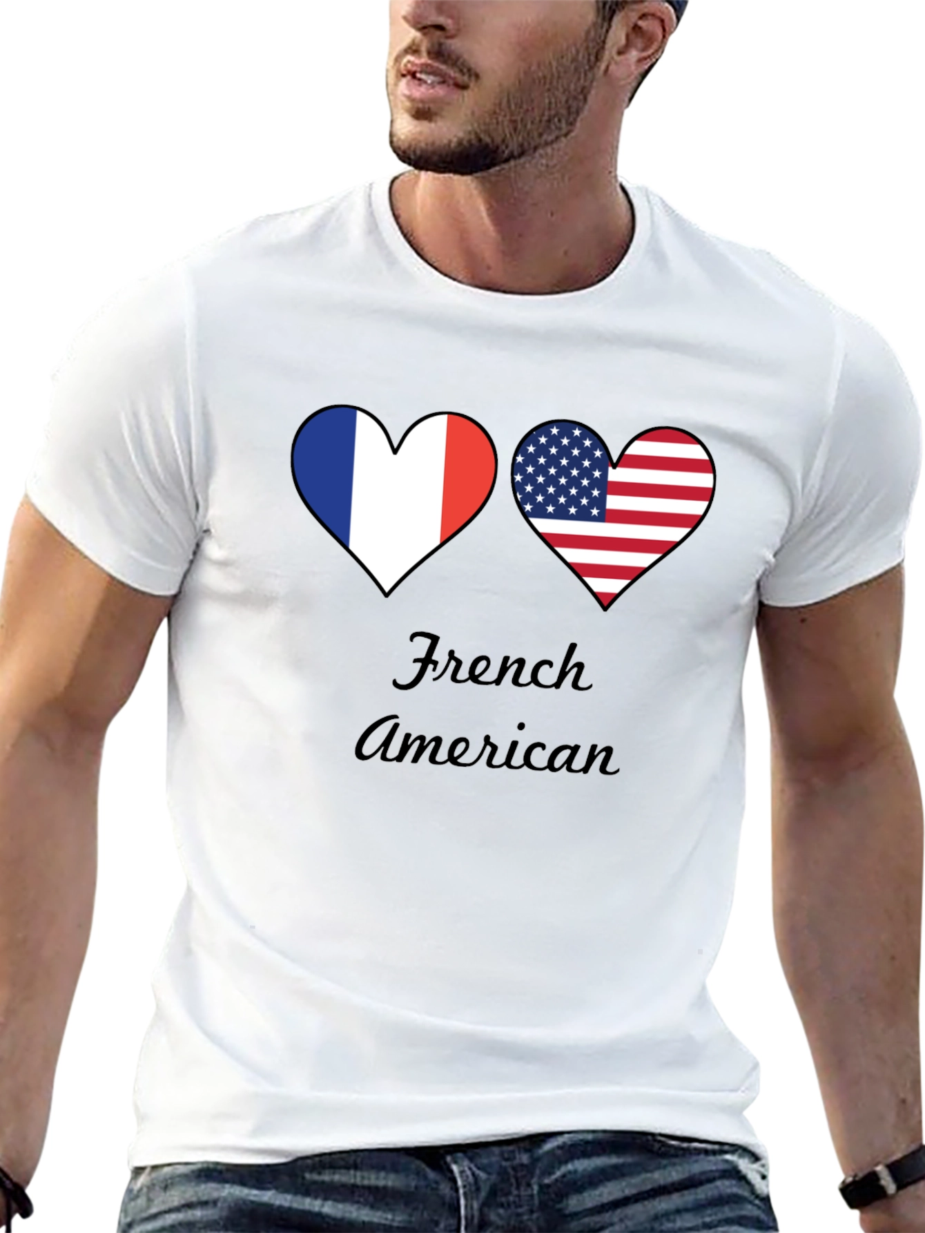 French American Flag Hearts T-Shirt