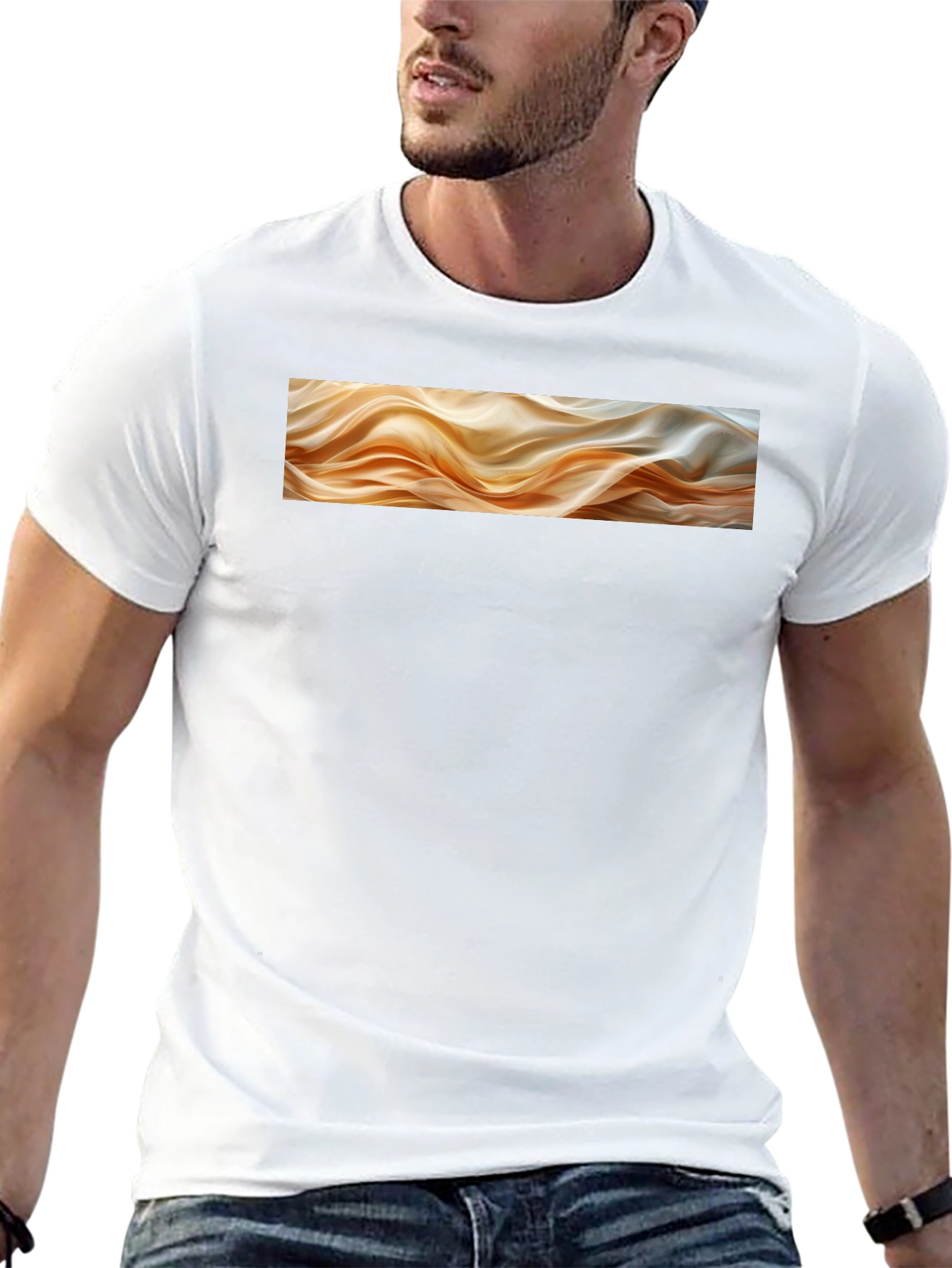 Abstract Waves Graphic Black T-Shirt