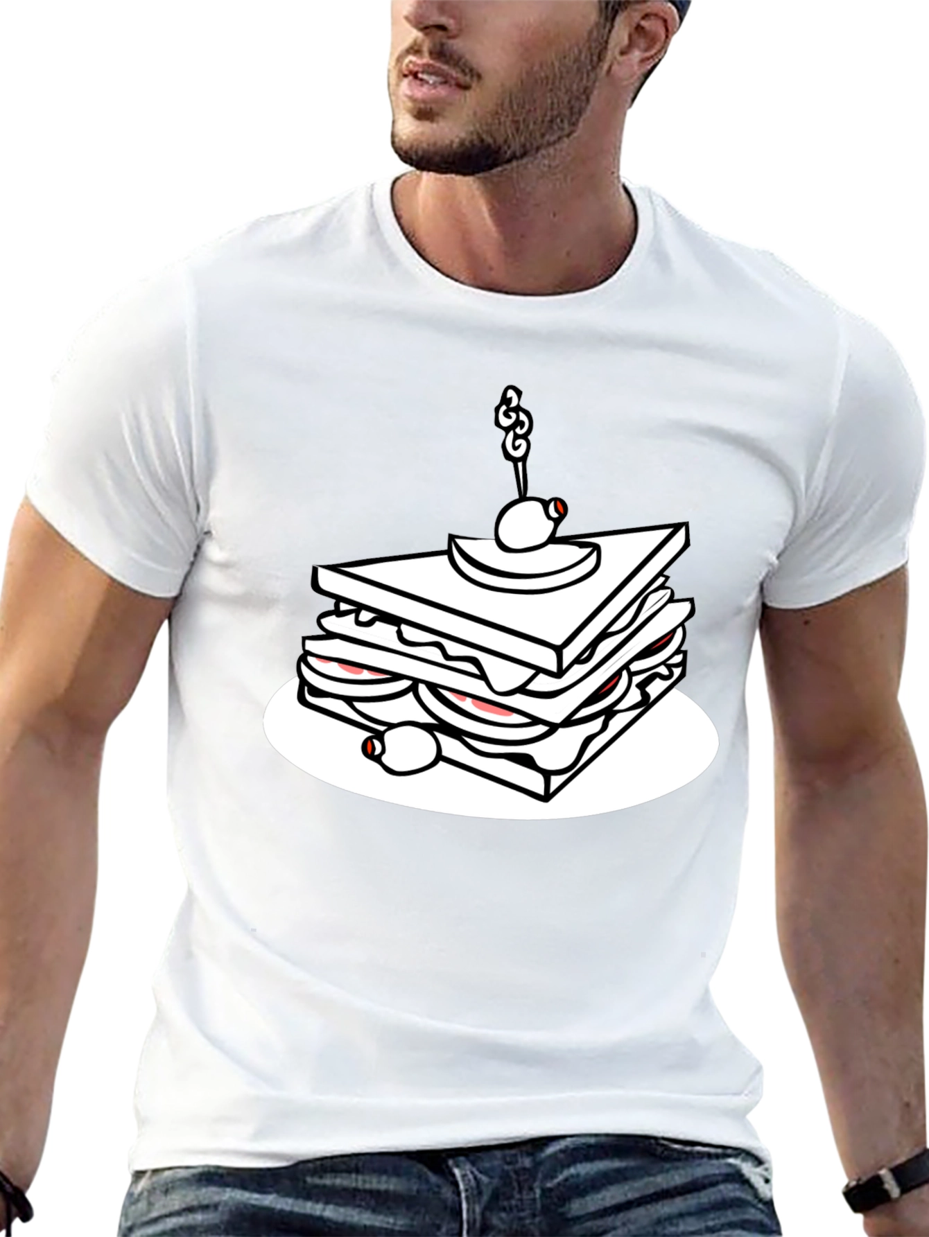 Sandwich Graphic Black T-Shirt - Casual Tee
