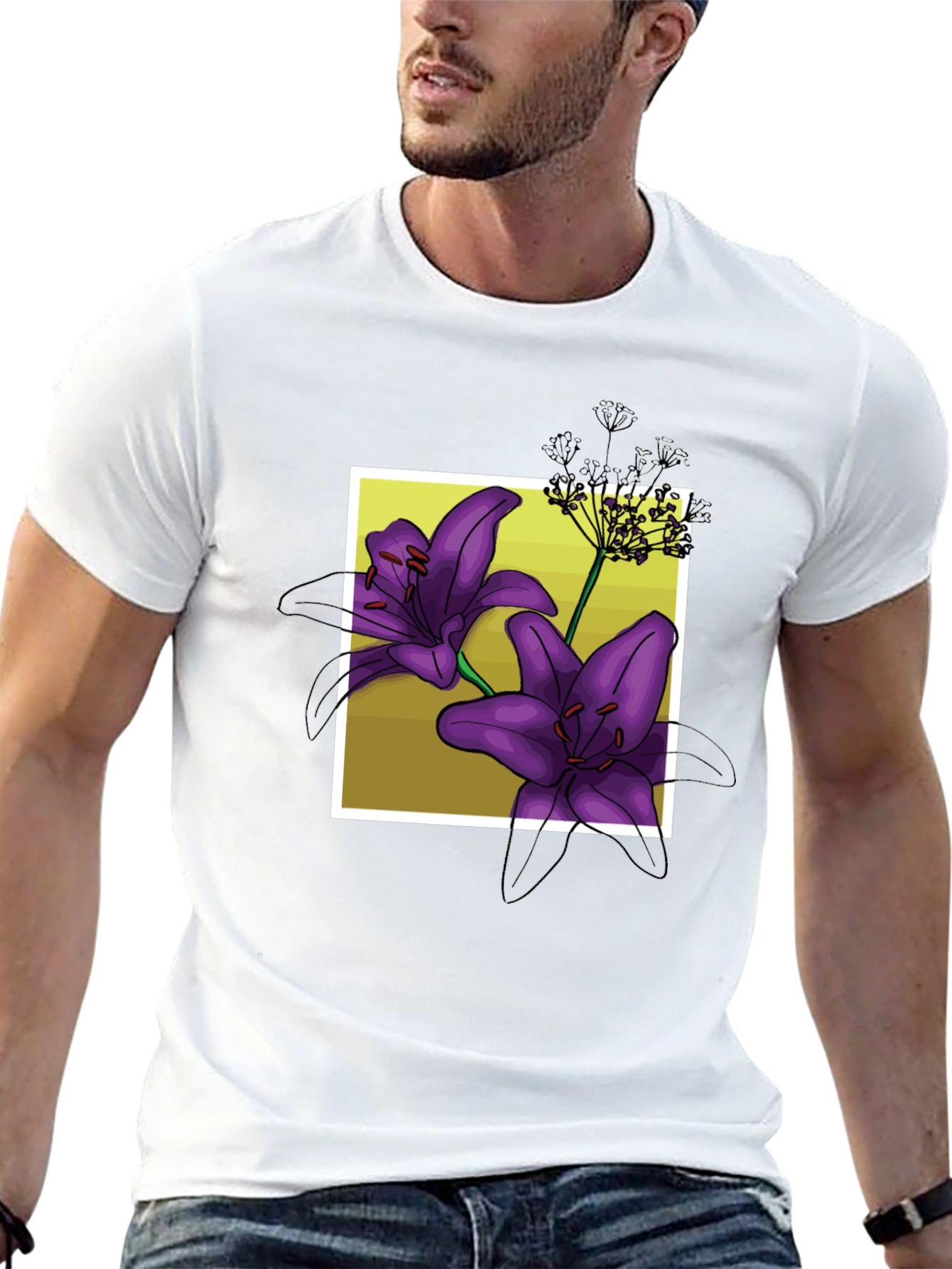 Floral Lily Graphic Black T-Shirt