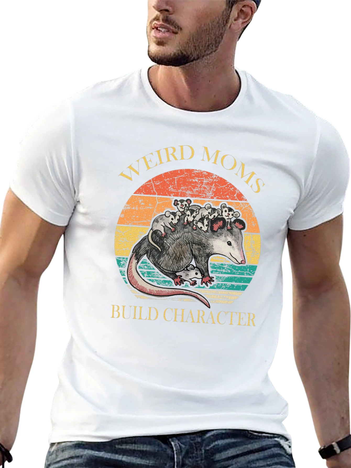 Weird Moms Build Character Opossum Graphic Tee