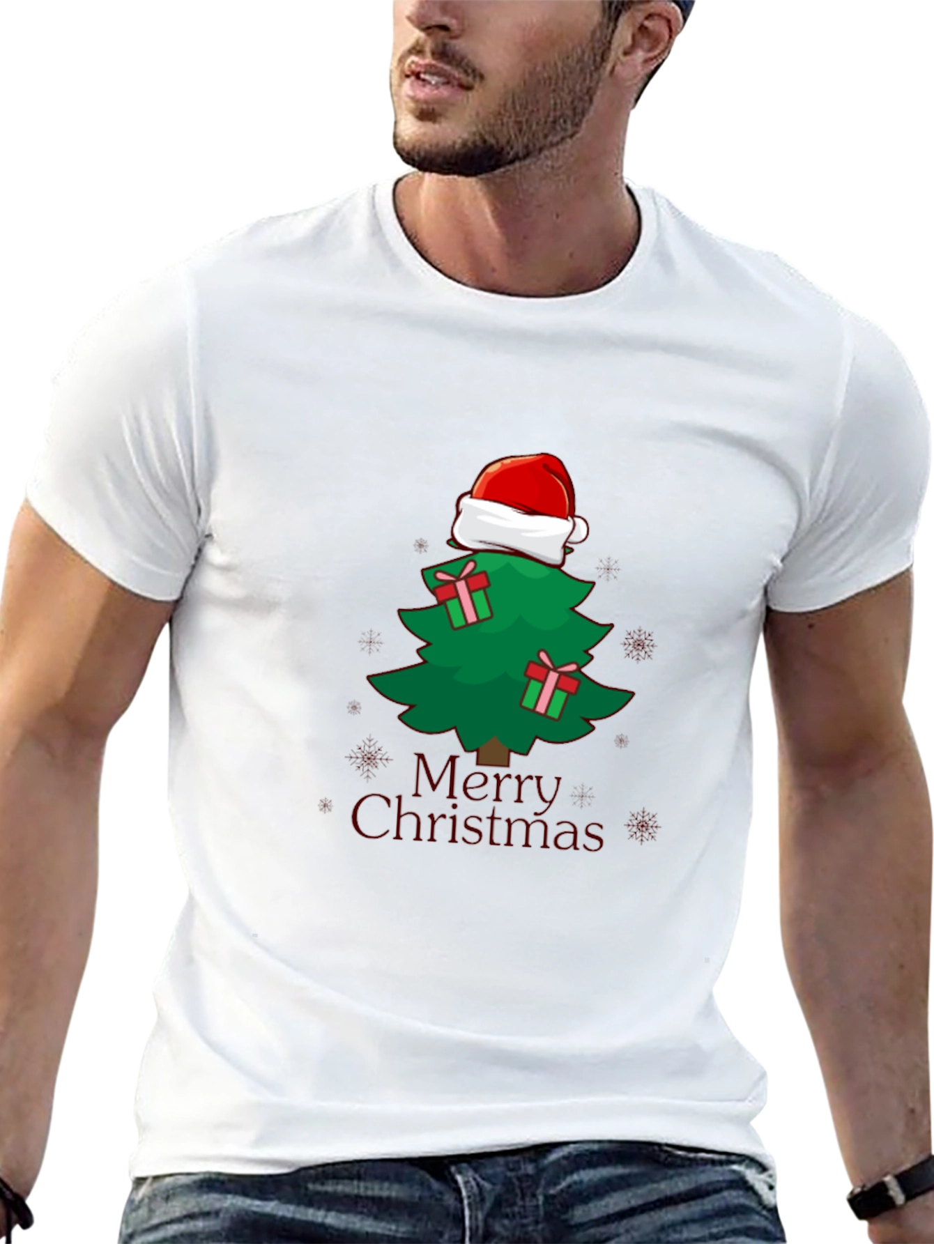 Christmas Tree Santa Hat Graphic Tee