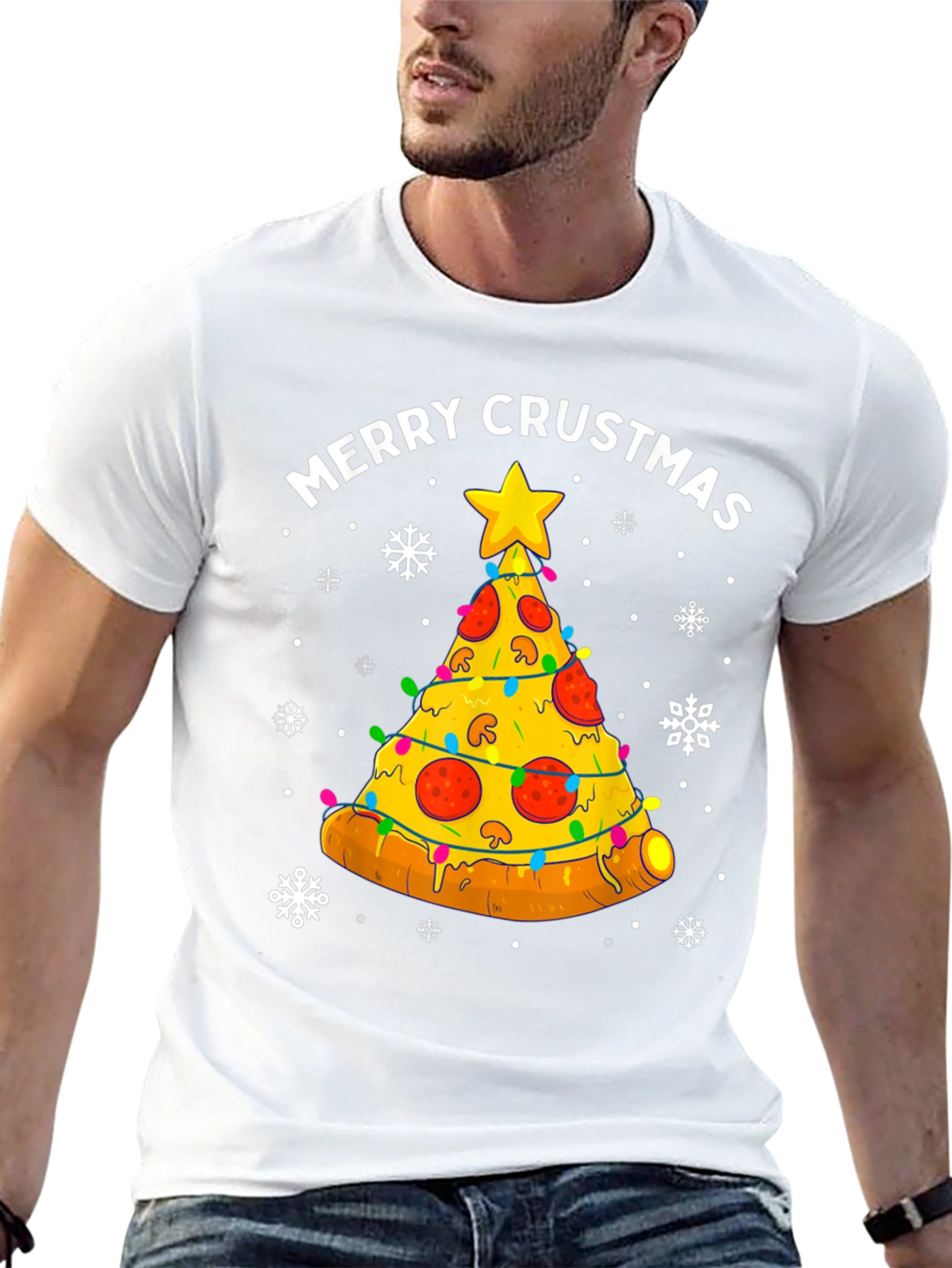 Merry Crustmas Pizza Tree T-Shirt