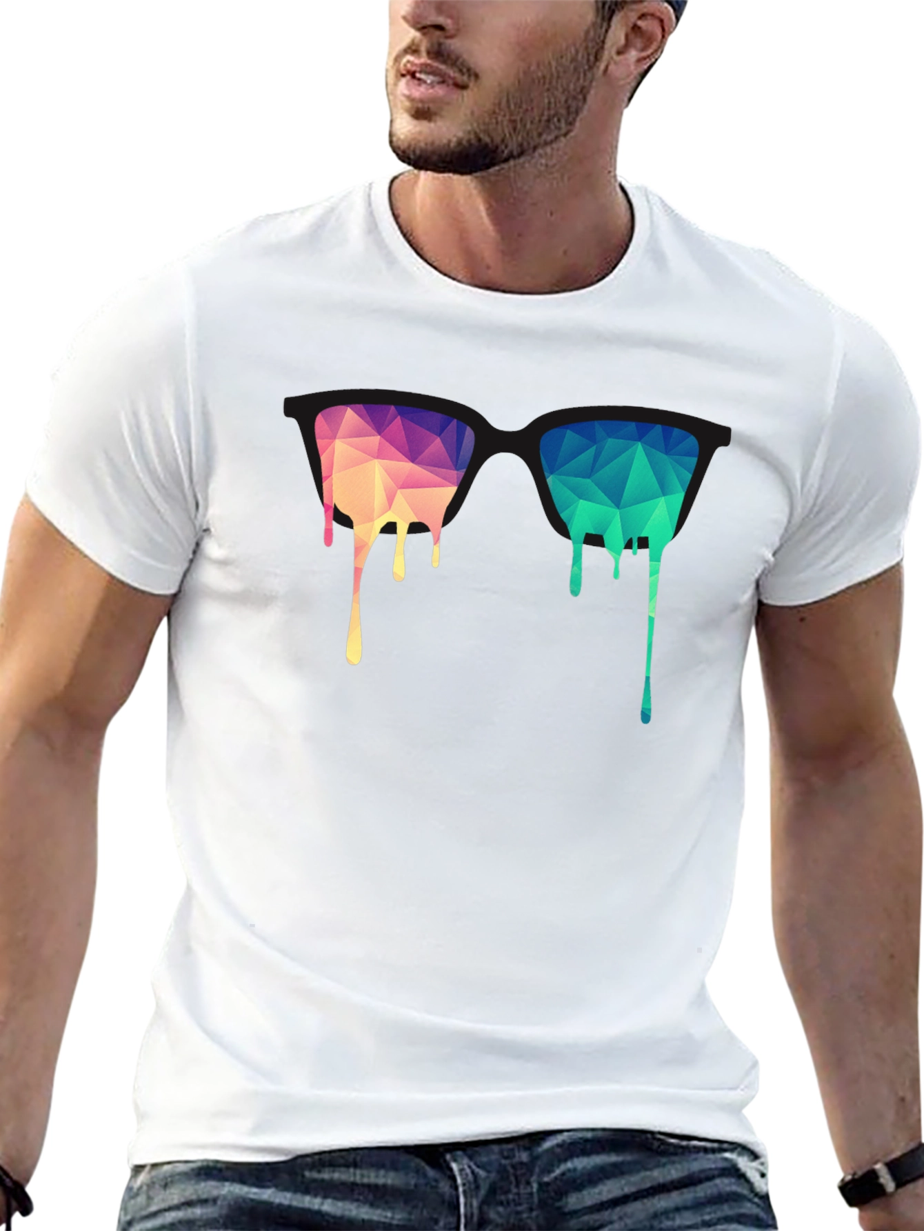 Geometric Drip Graphic Black Tee