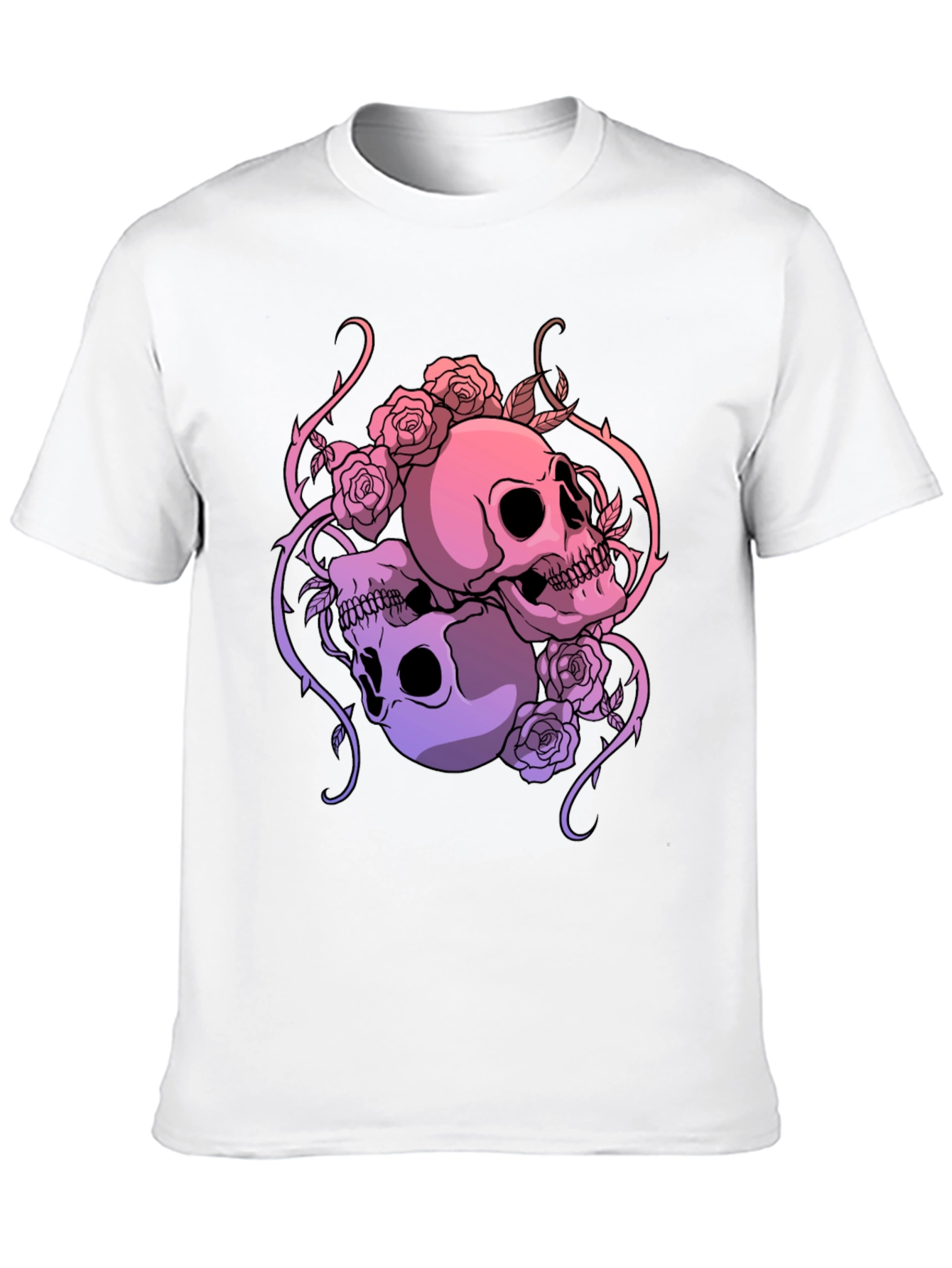 Skull & Roses Graphic Tee - Gothic Style