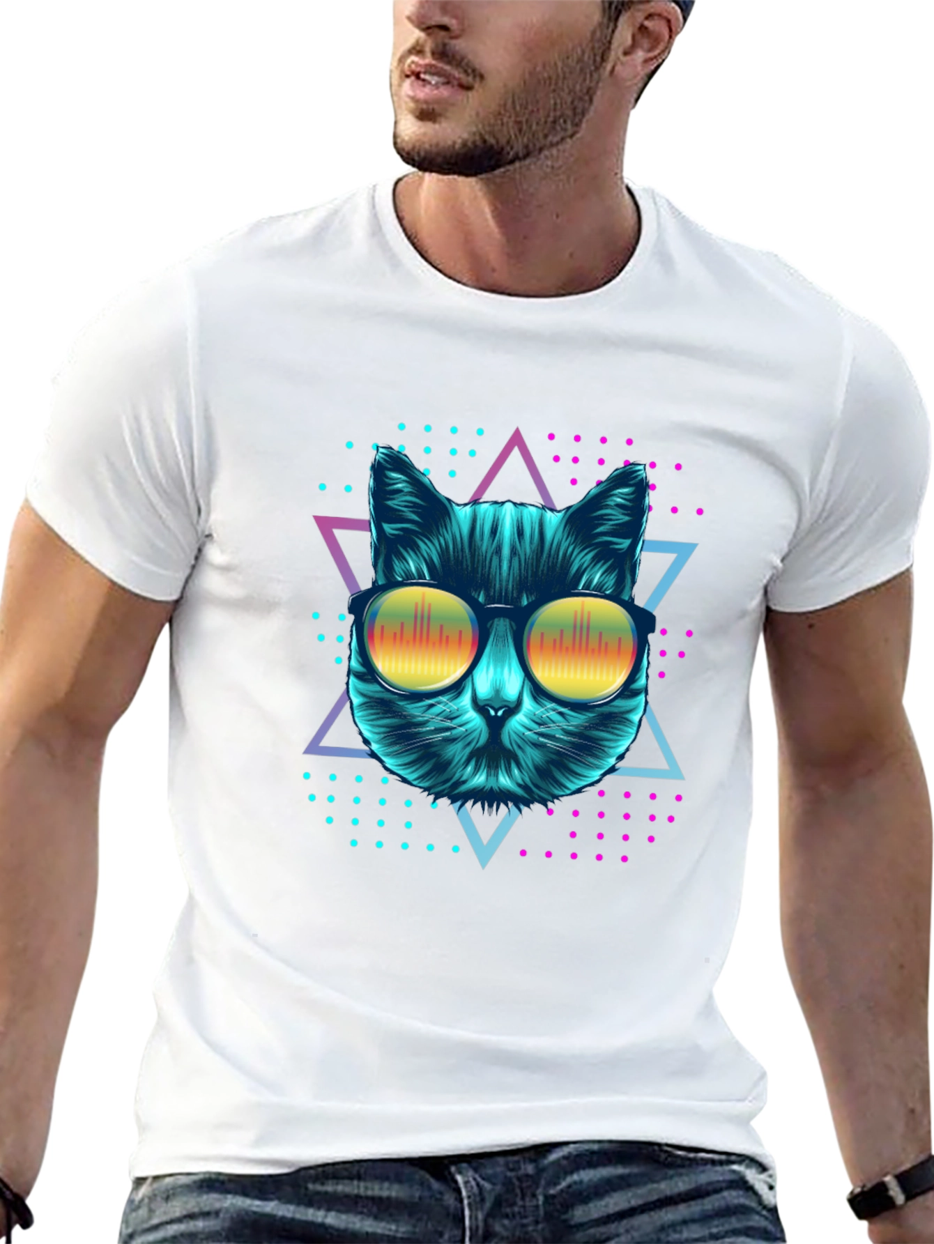 Cool Cat Graphic Tee - Retro Style