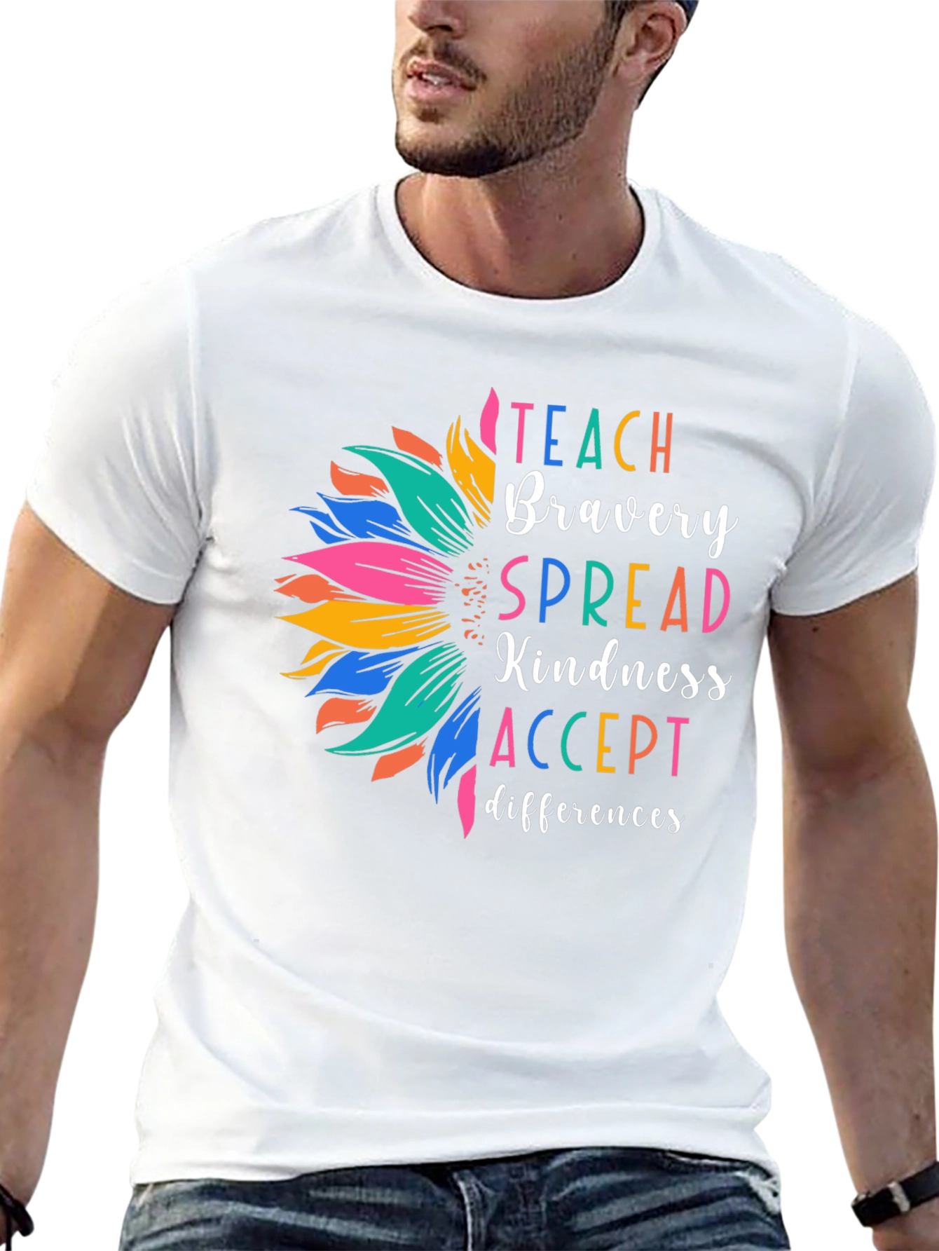 Inspirational Teach Bravery Sunflower Graphic Tee