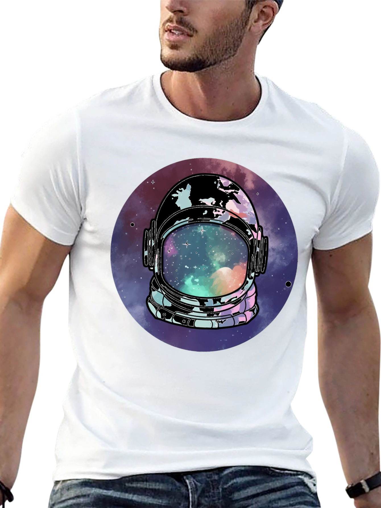 Astronaut Helmet Galaxy T-Shirt
