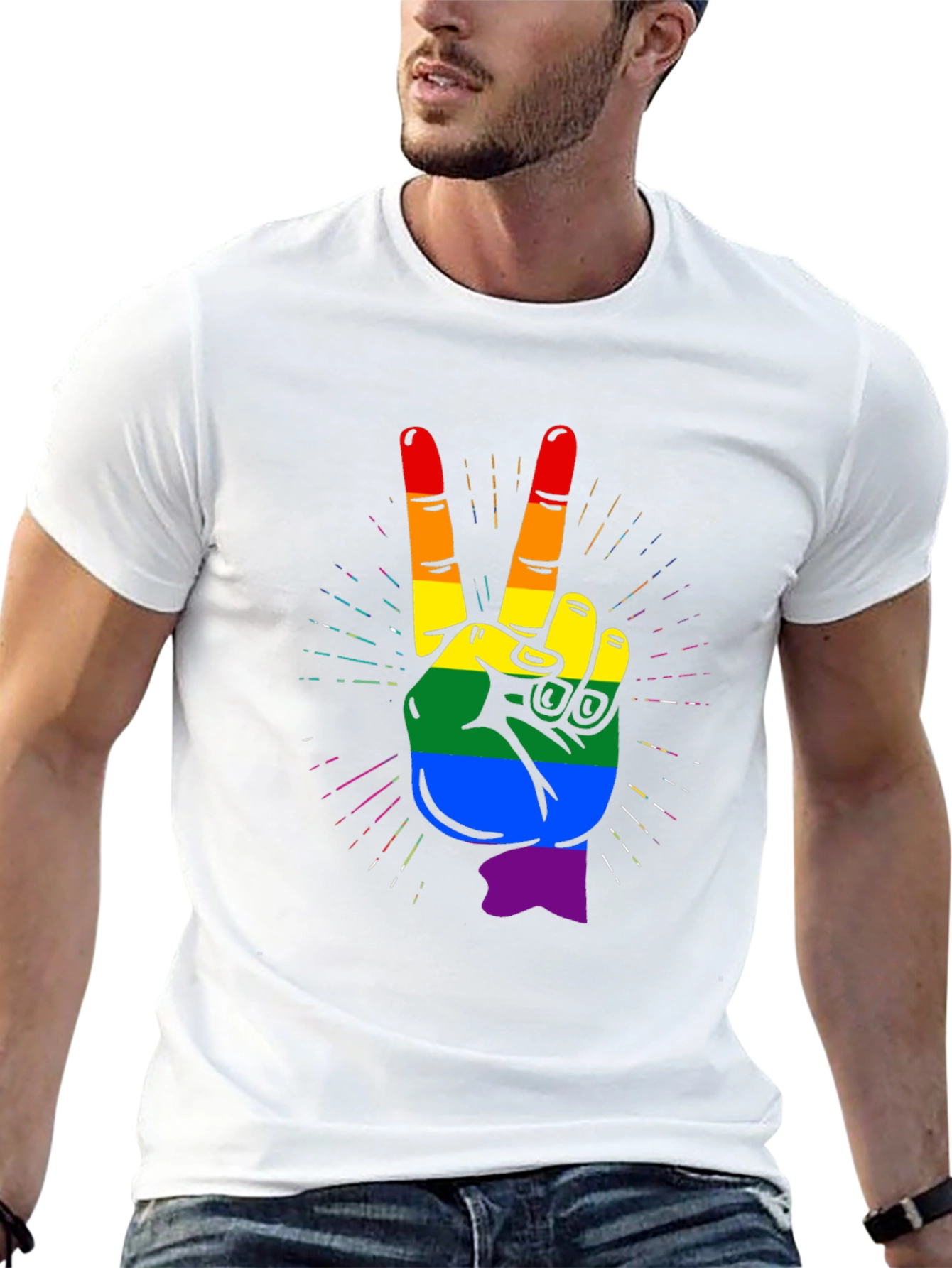 LGBTQ+ Pride Hand Peace Sign T-Shirt