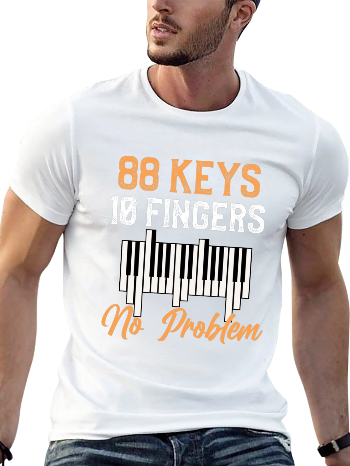 88 Keys 10 Fingers No Problem Piano T-Shirt