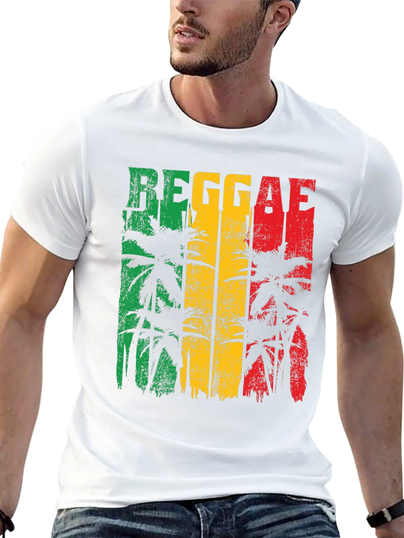 Reggae Palm Tree Graphic T-Shirt - Rasta Style