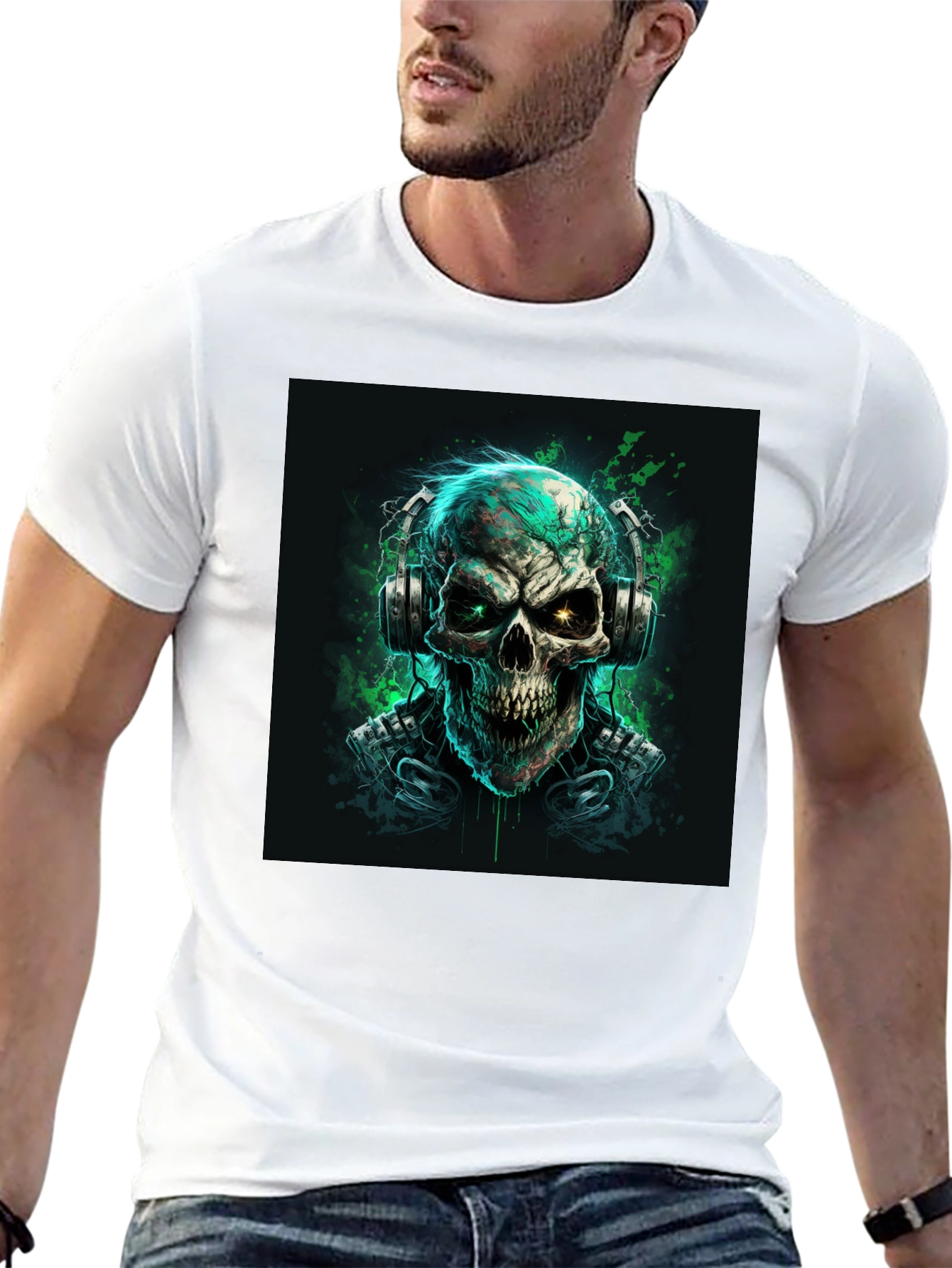 Skull Graphic T-Shirt - Headphones Design