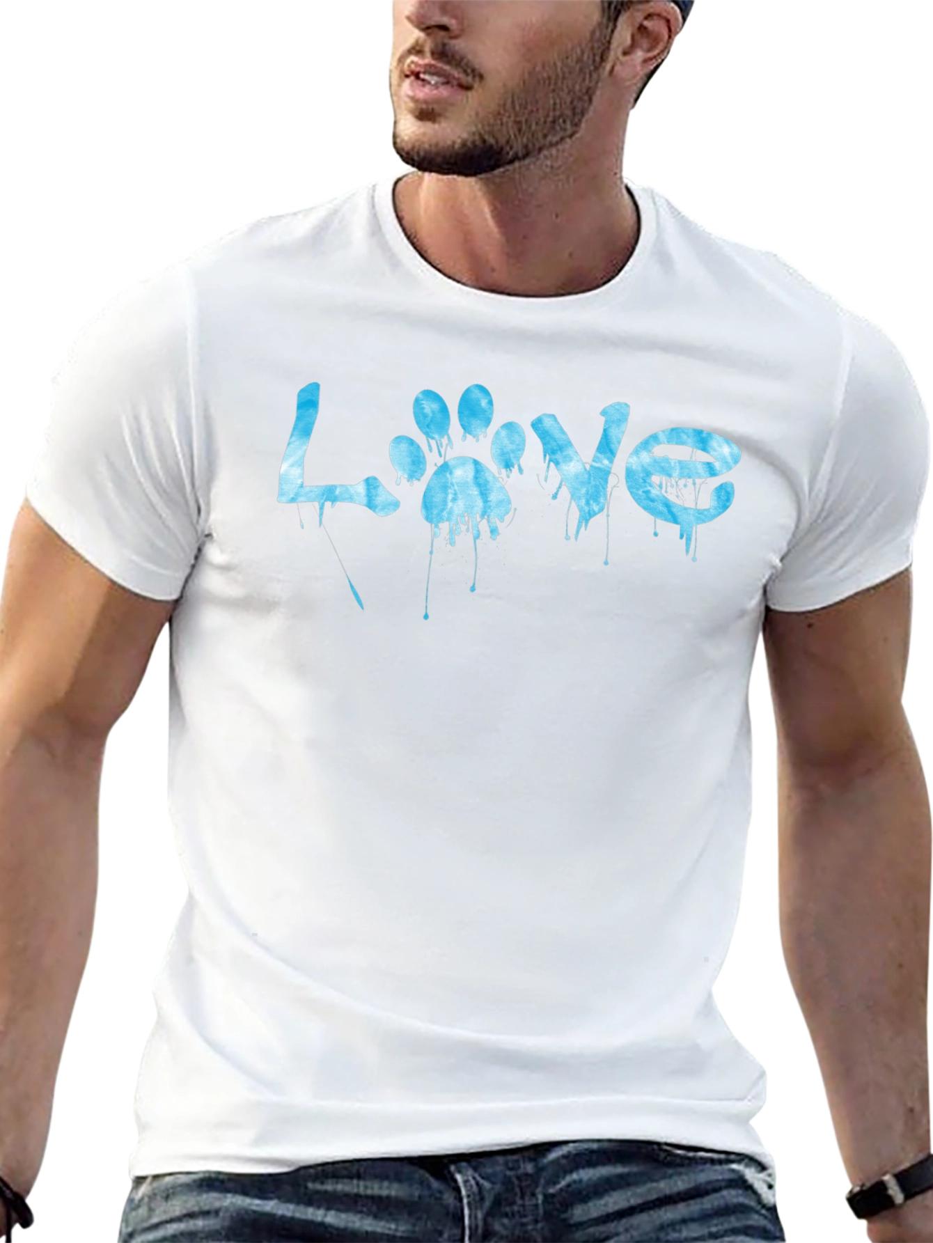 Love Paw Print Graphic T-Shirt - Casual Black Tee