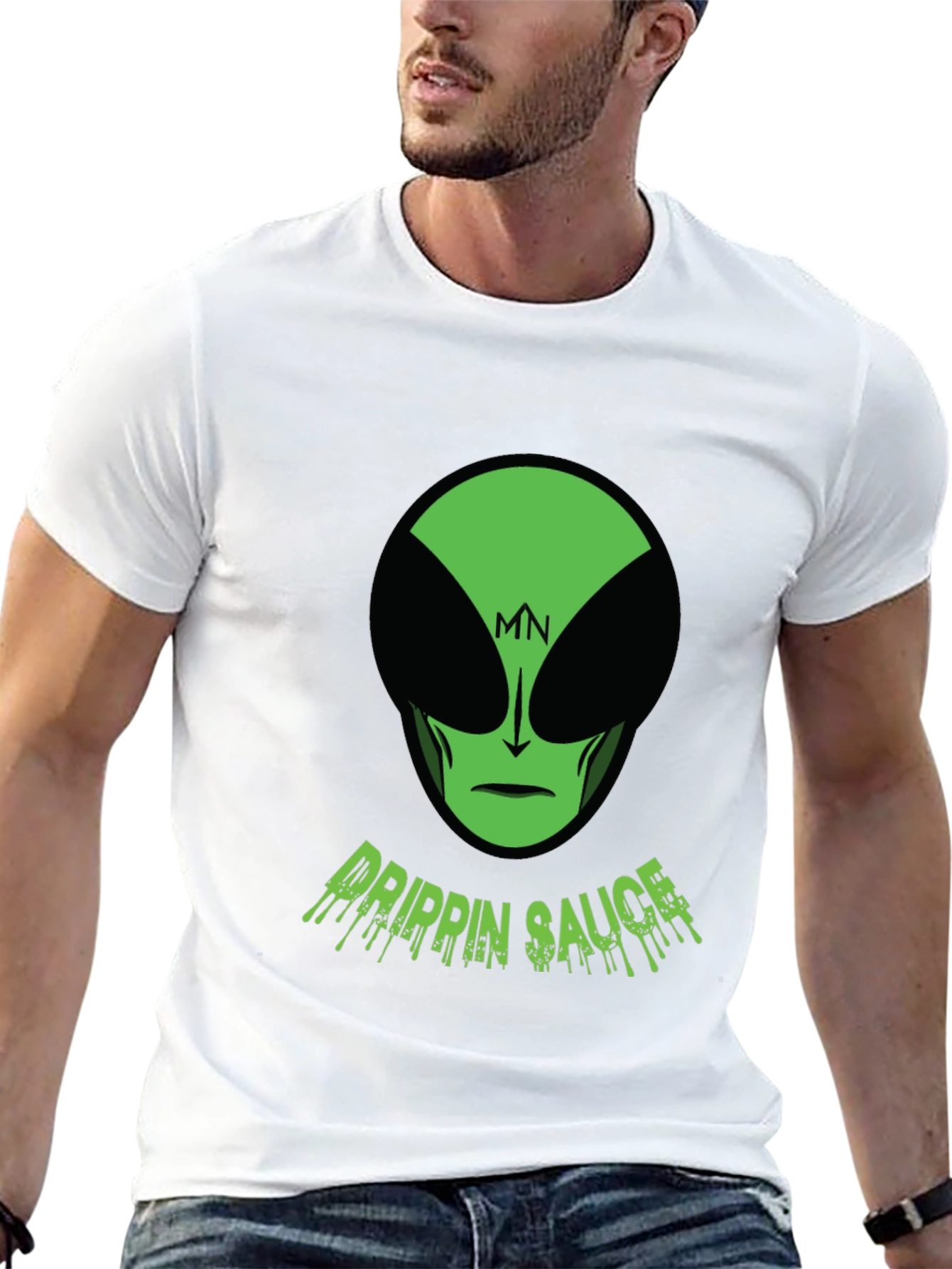 Mens Black Drippin Sauce Alien Graphic Tee