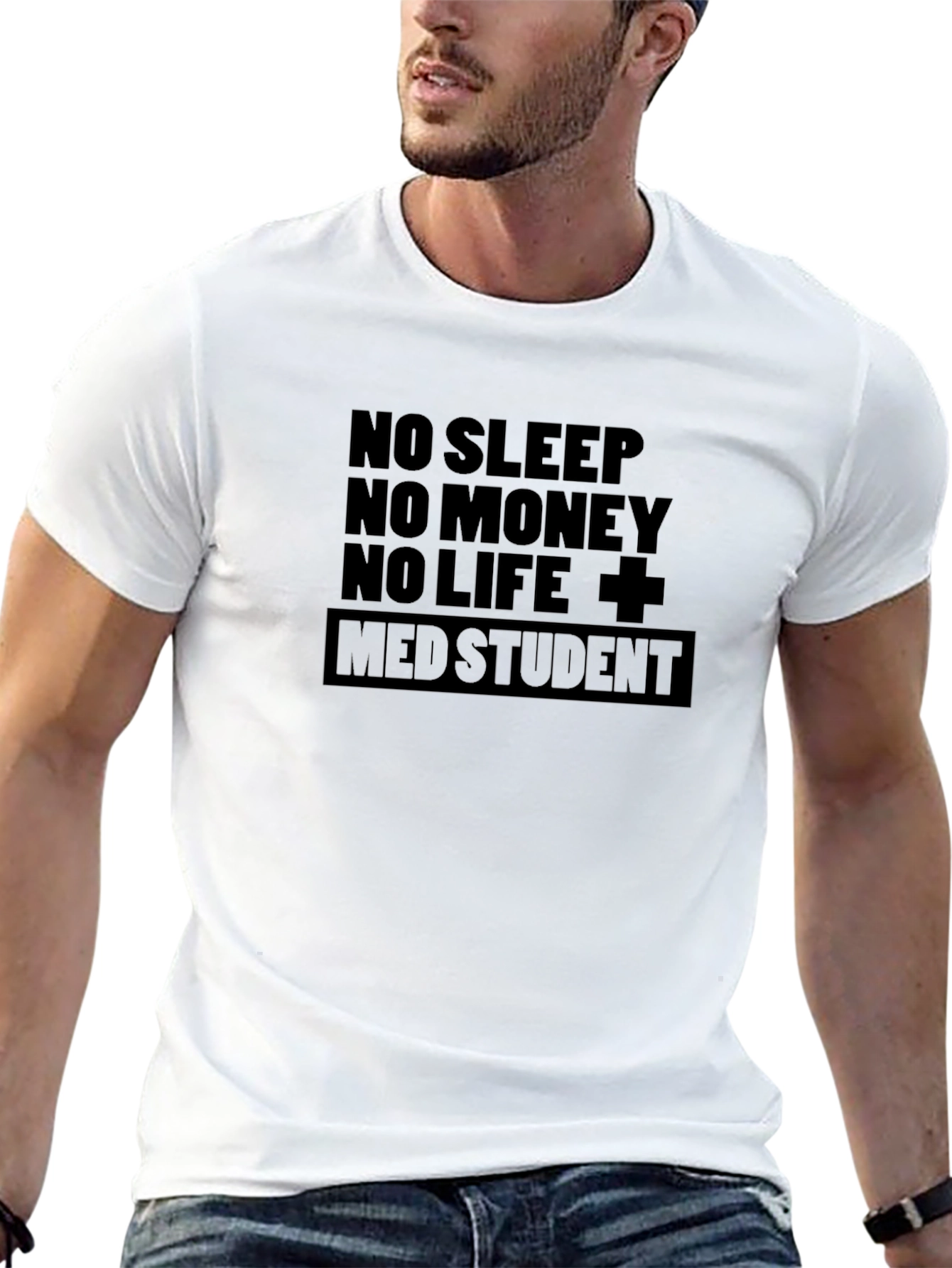No Sleep No Money Med Student Black T-Shirt