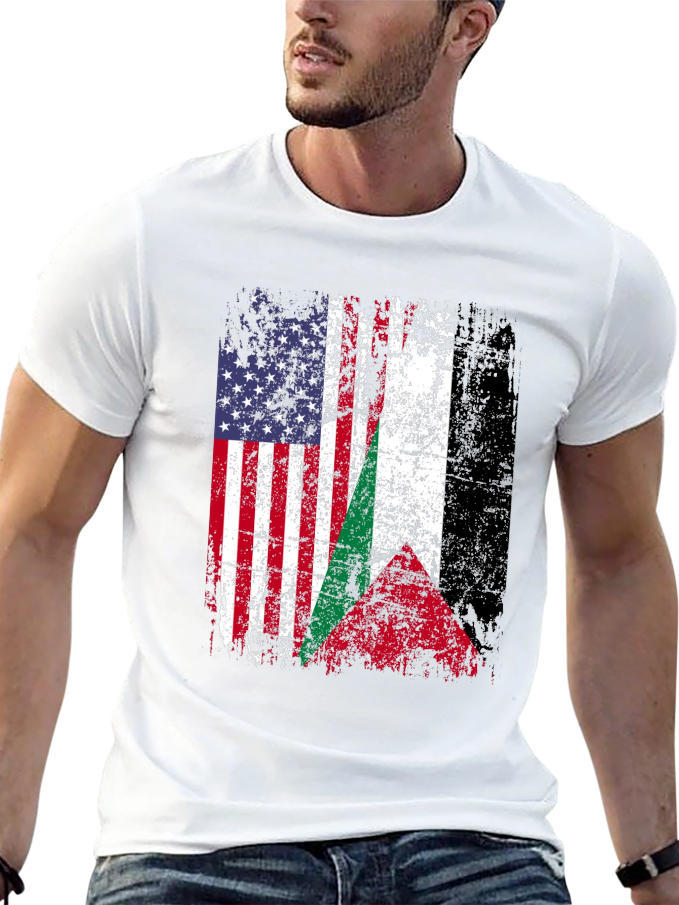 USA & Palestine Flag T-Shirt