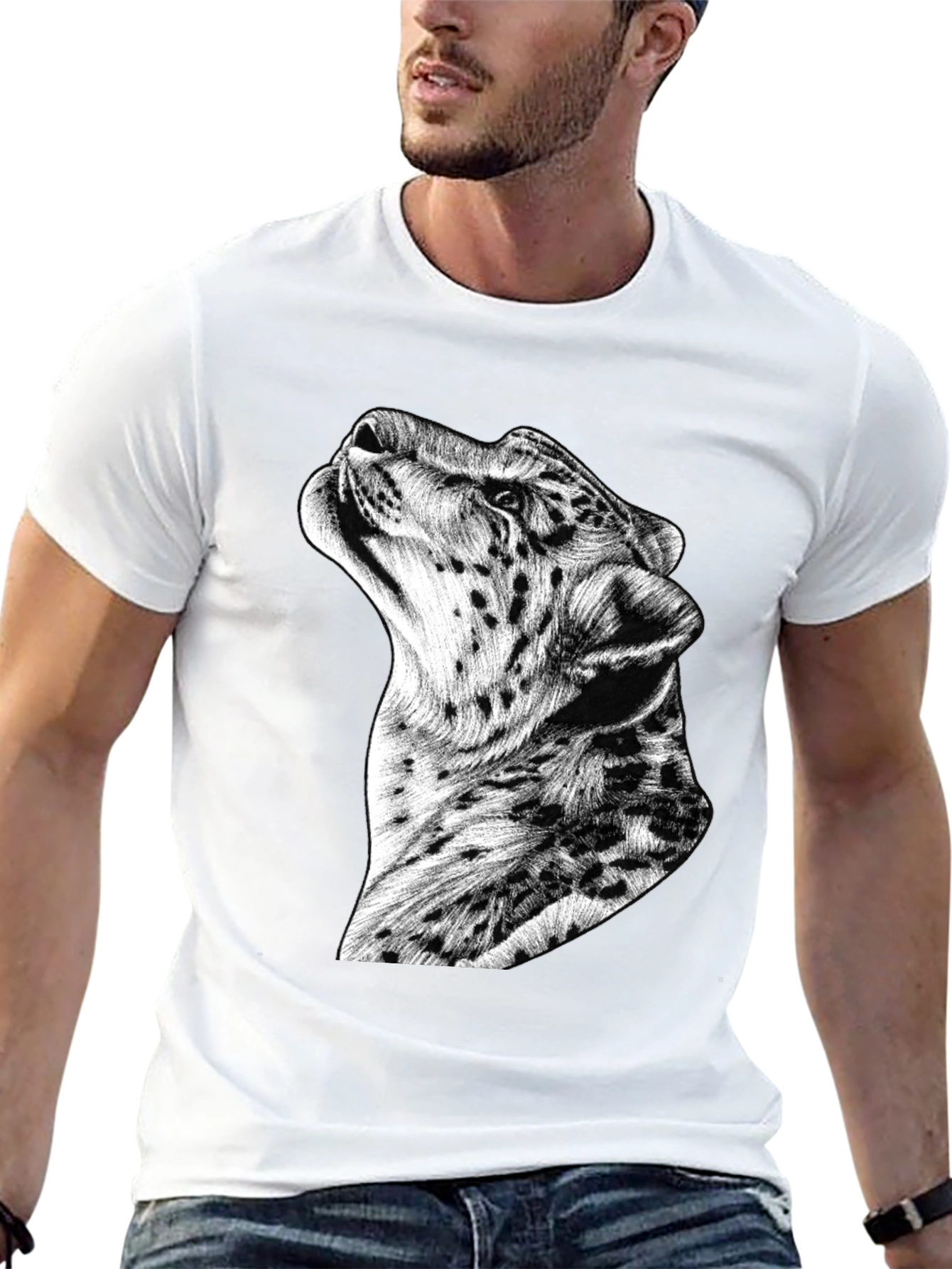 Stylish Leopard Graphic Print Black T-Shirt