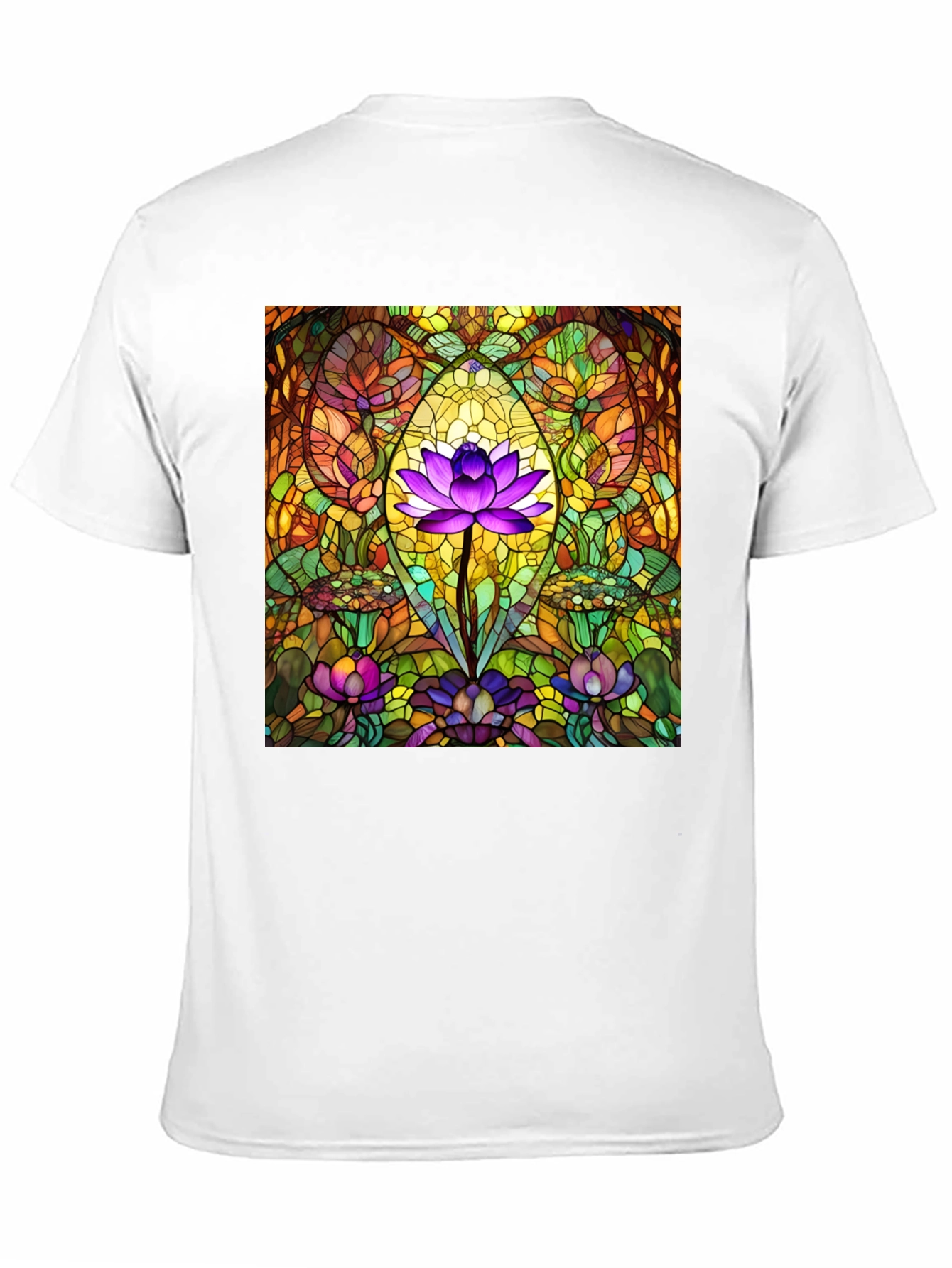 Lotus Flower Stained Glass Style Graphic T-Shirt