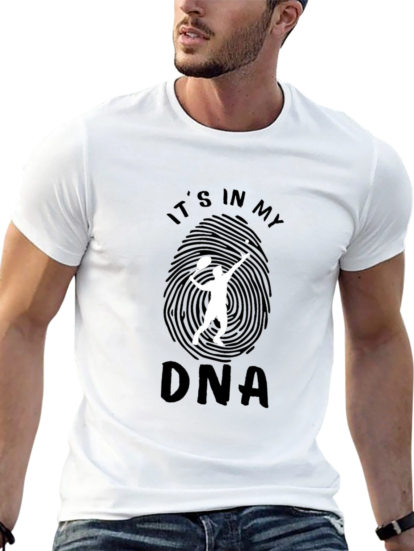 Tennis DNA Graphic Tee - Black Cotton T-Shirt