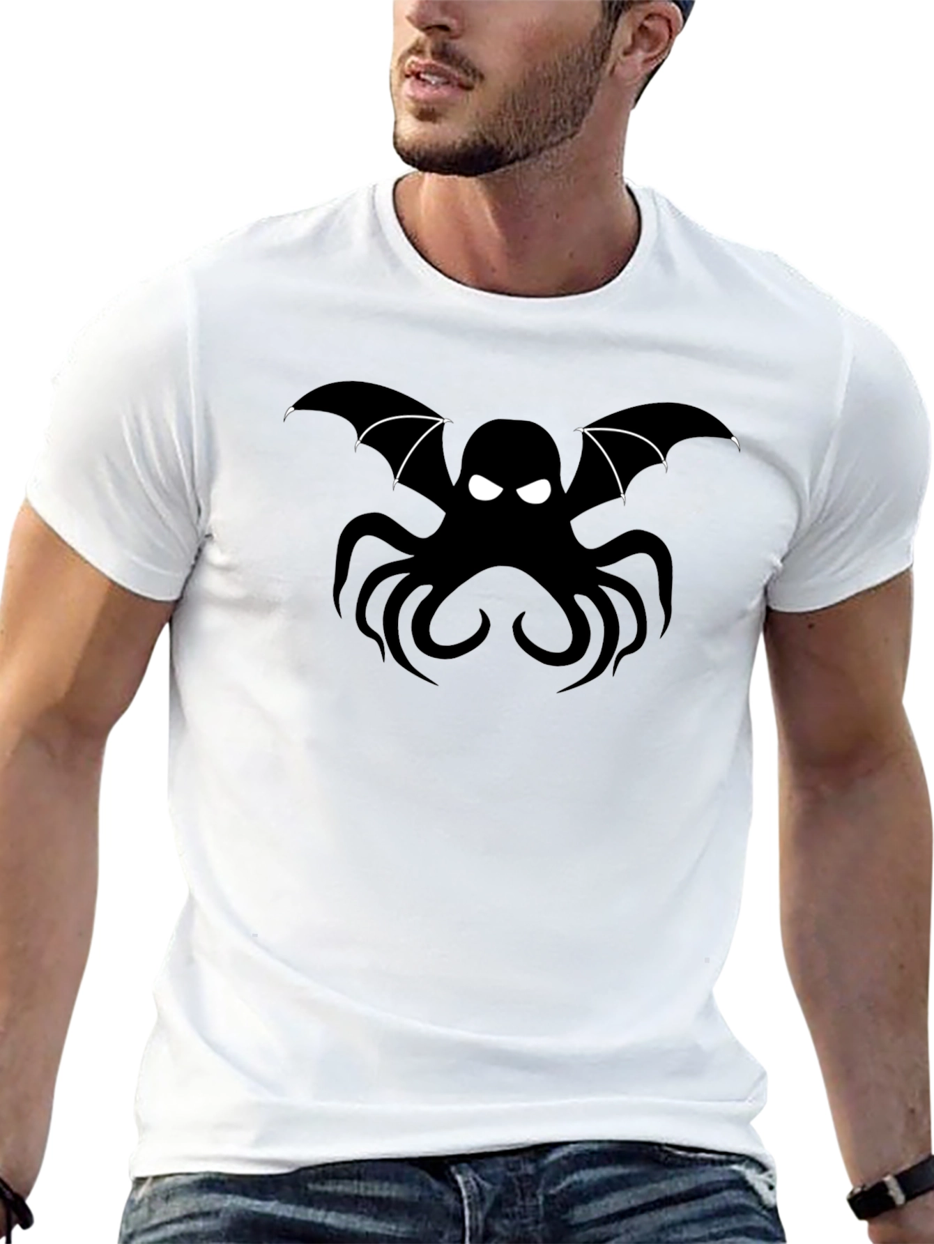 Black Bat Octopus Graphic T-Shirt