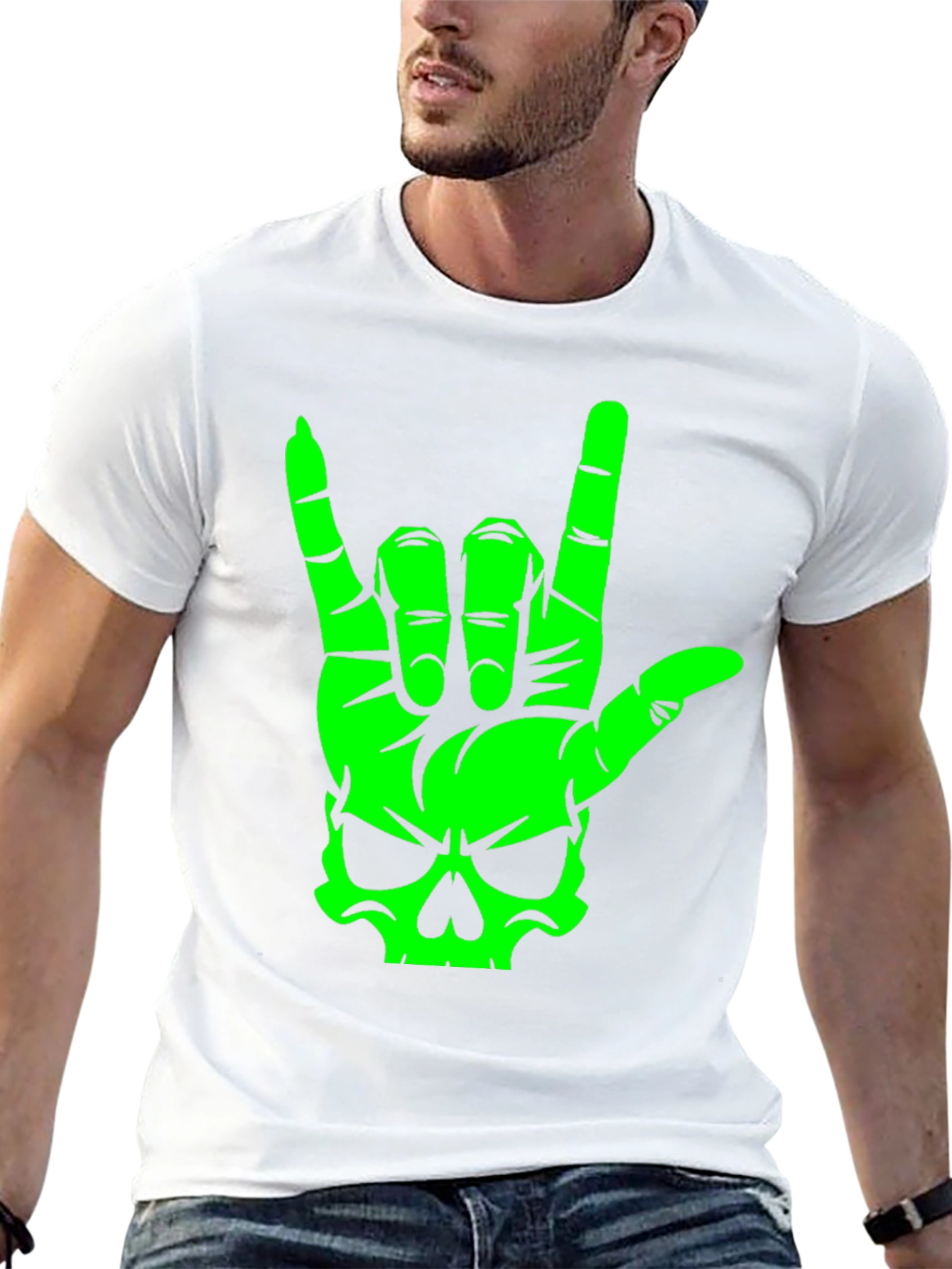 Skull Hand Sign Graphic T-Shirt