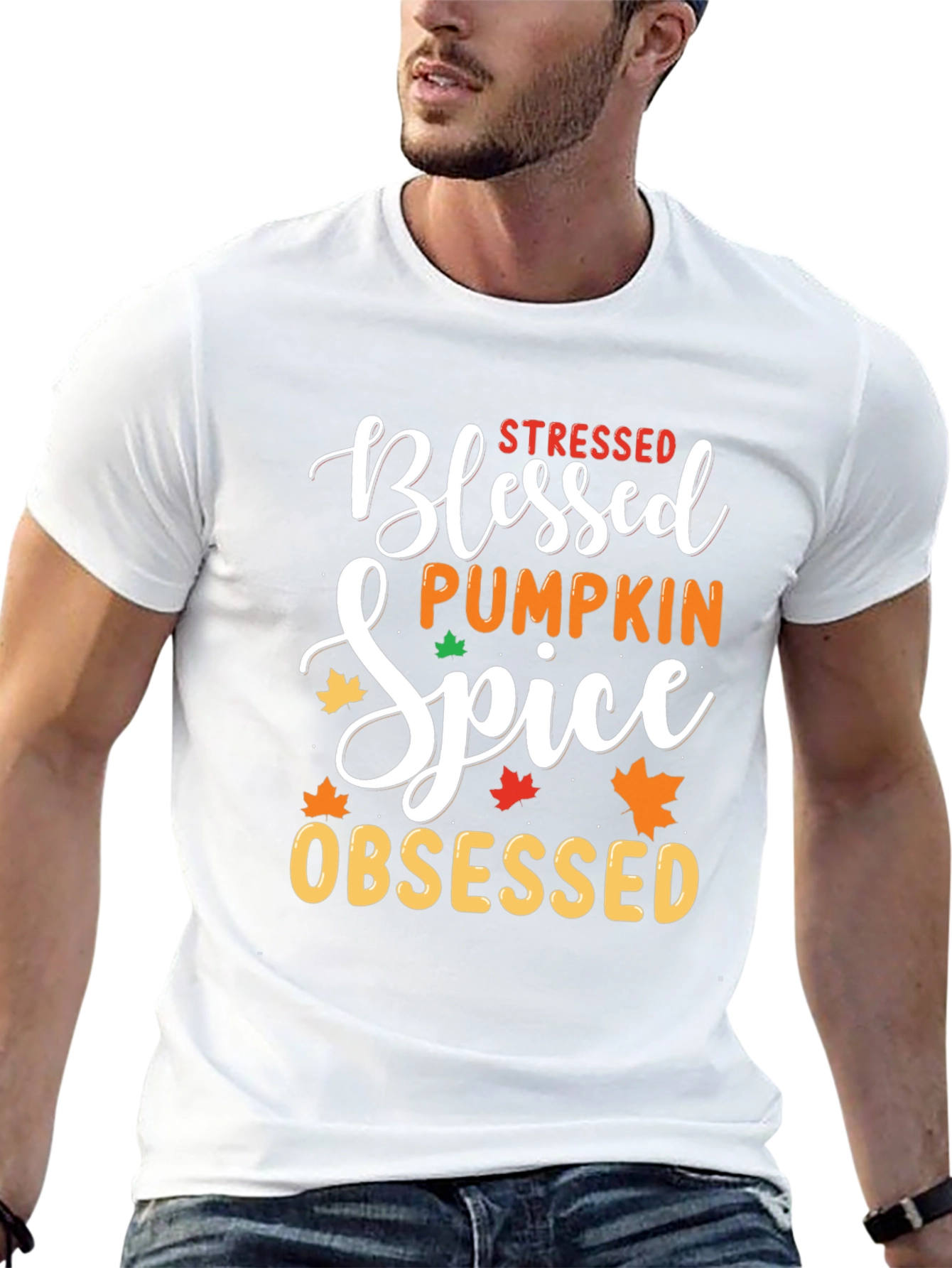 Stressed Blessed Pumpkin Spice Obsessed Black T-Shirt