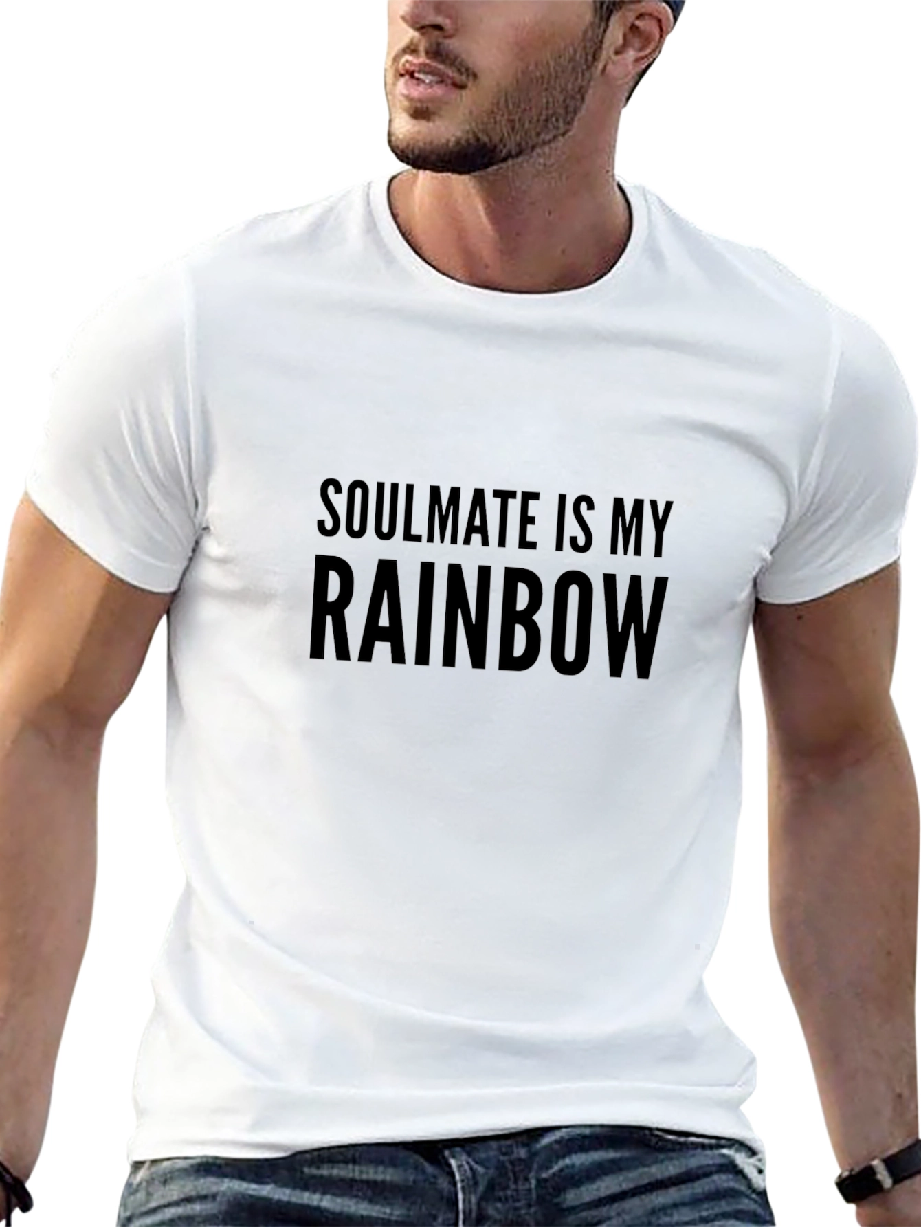 Soulmate Rainbow Black Graphic Tee - Mens Casual T-Shirt