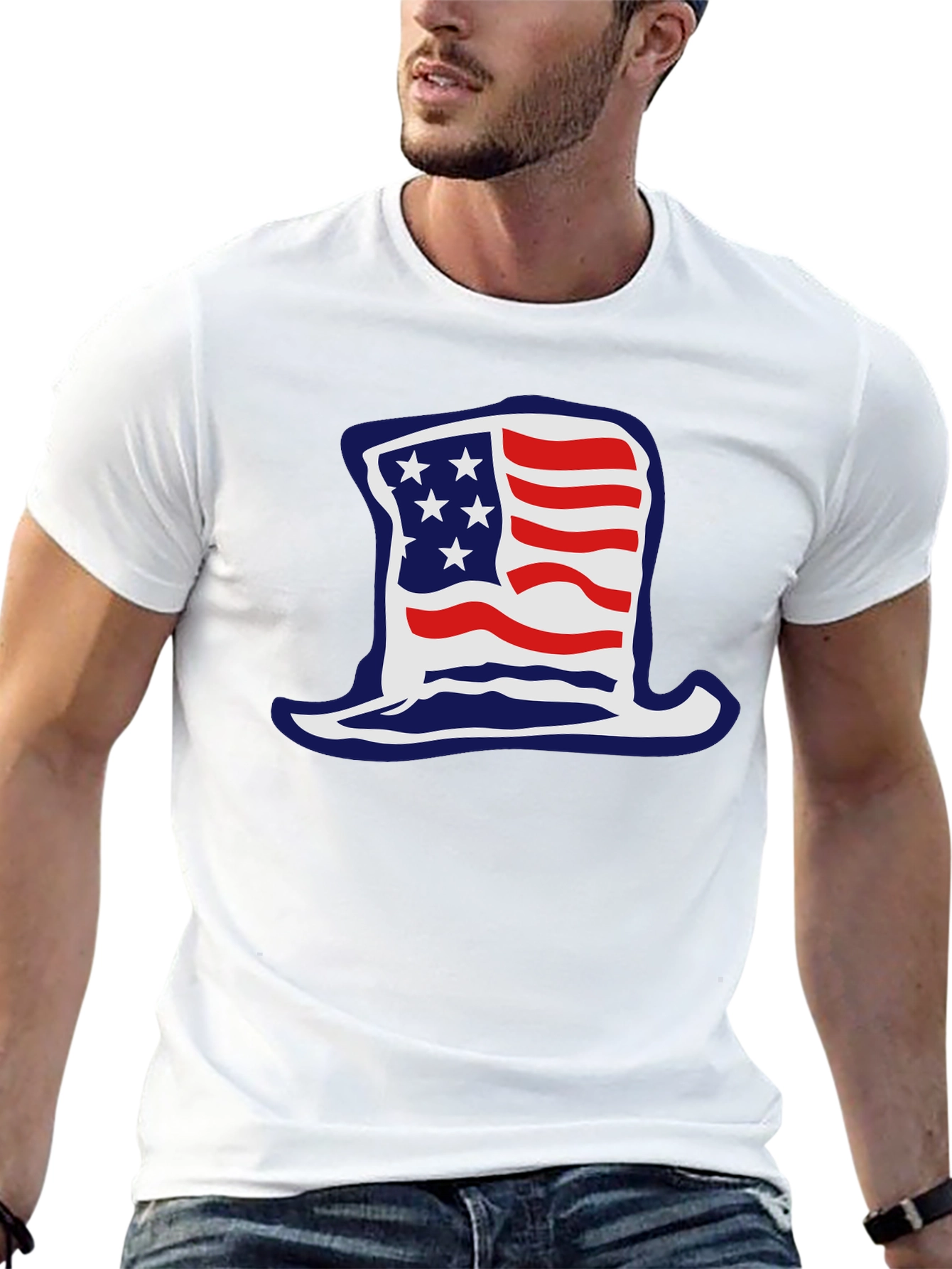 Patriotic Hat Graphic T-Shirt - USA Pride