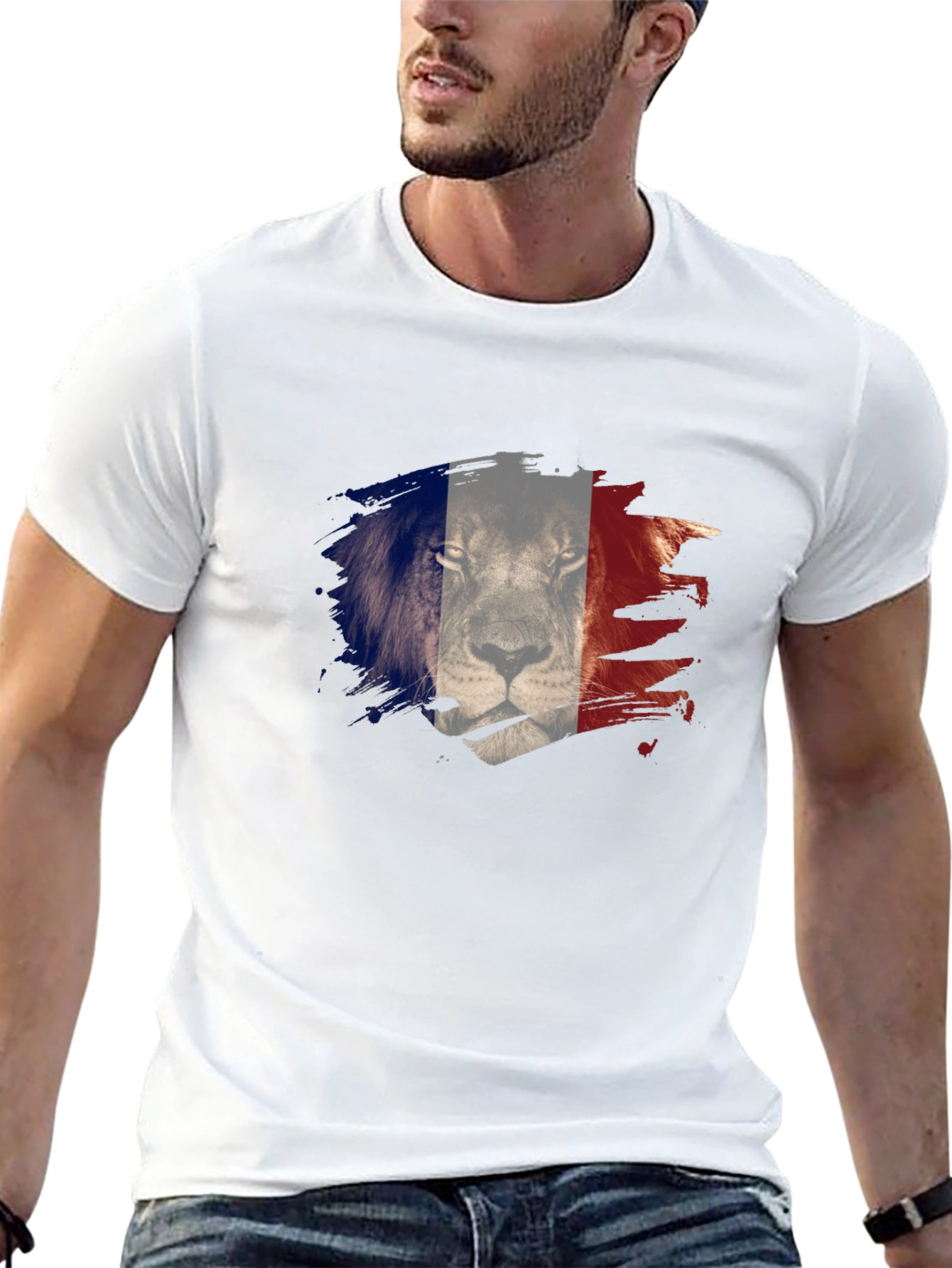 Mens Black Lion France Flag Graphic Tee