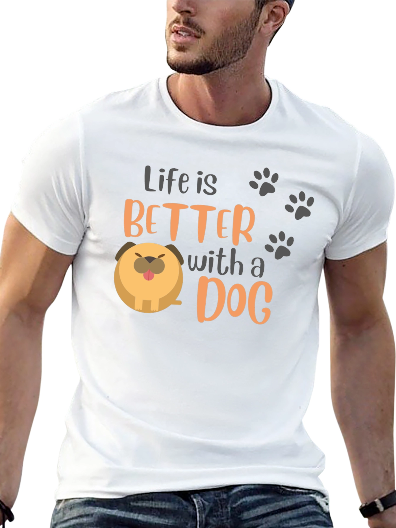 Life is Better with a Dog Black Graphic T-Shirt