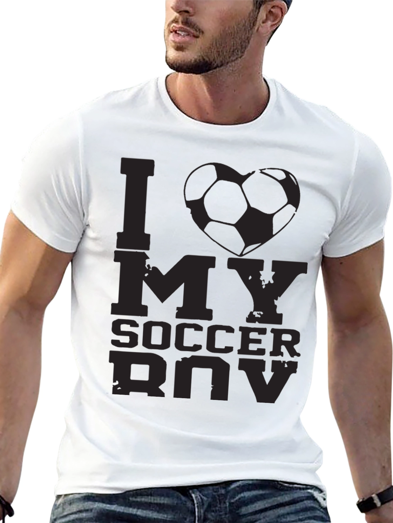 I Love My Soccer Boy T-Shirt - Black