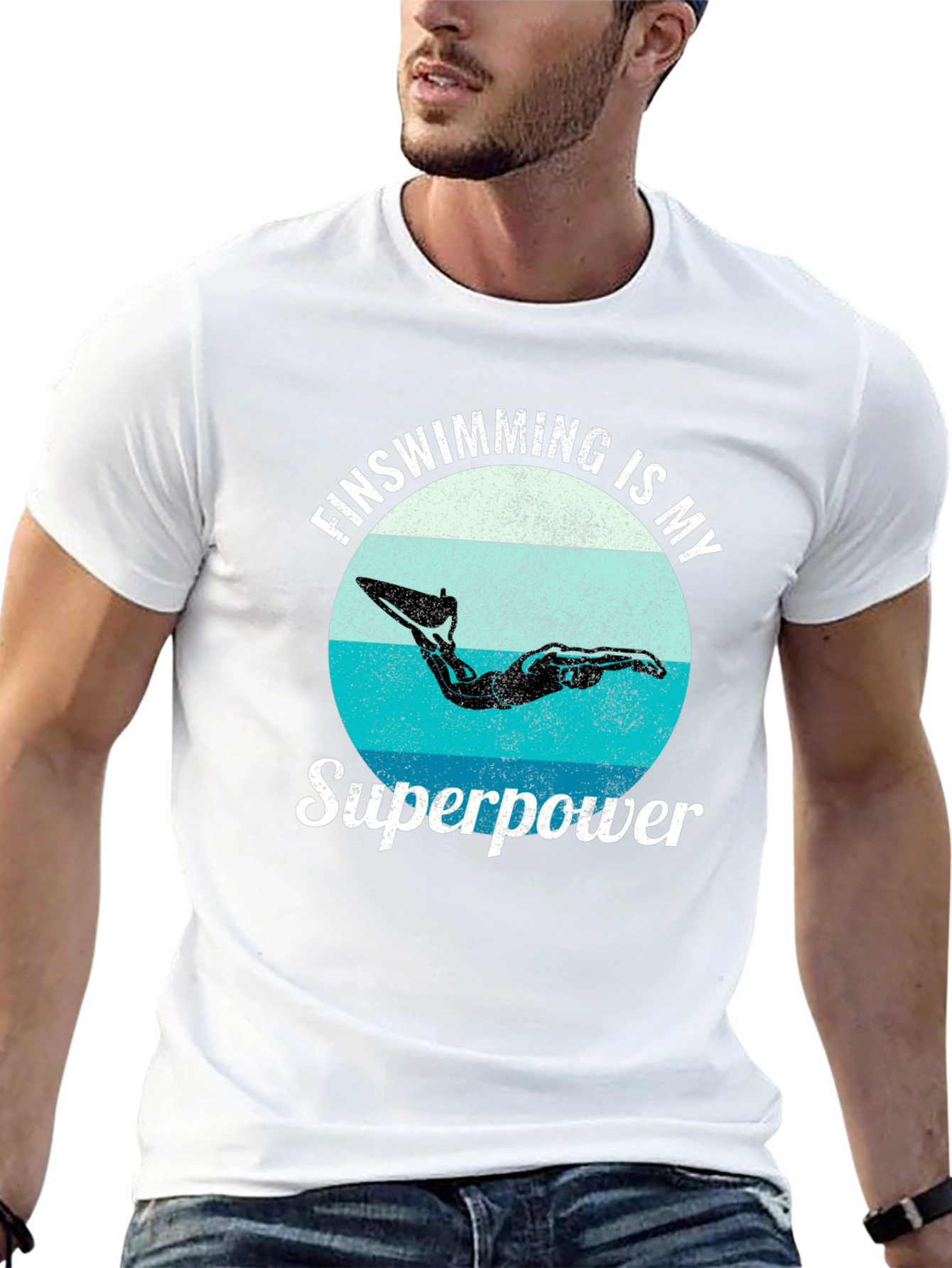 Finswimming is My Superpower Black T-Shirt