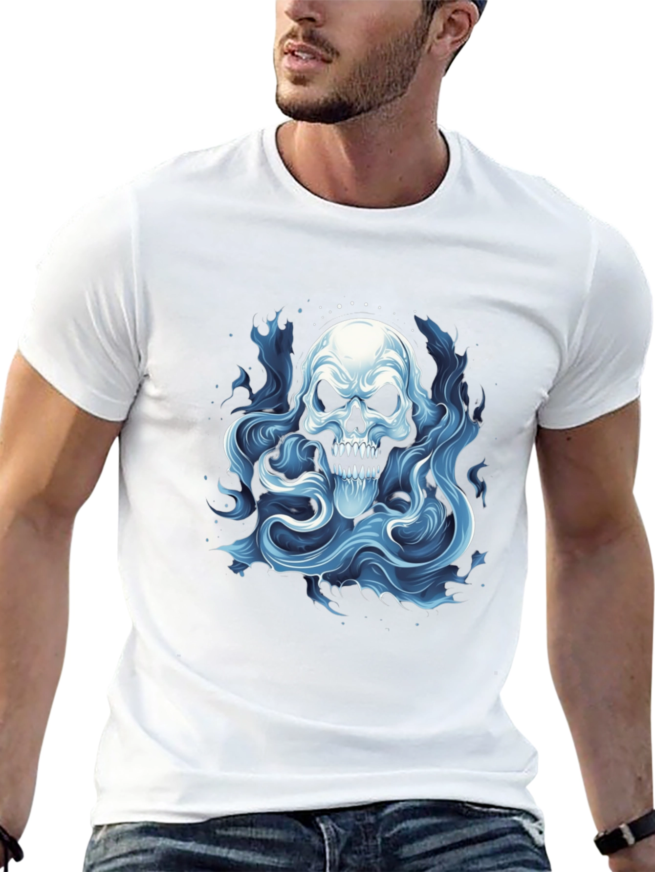 Skull Ghost Graphic T-Shirt