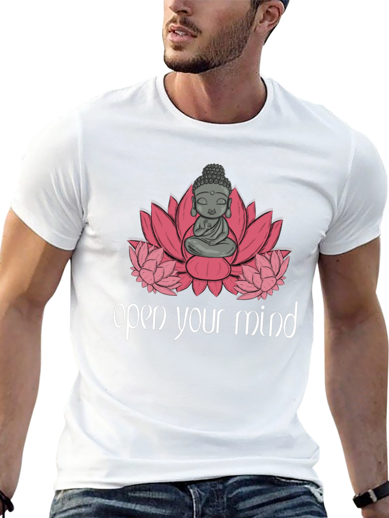 Open Your Mind Buddha Graphic T-Shirt
