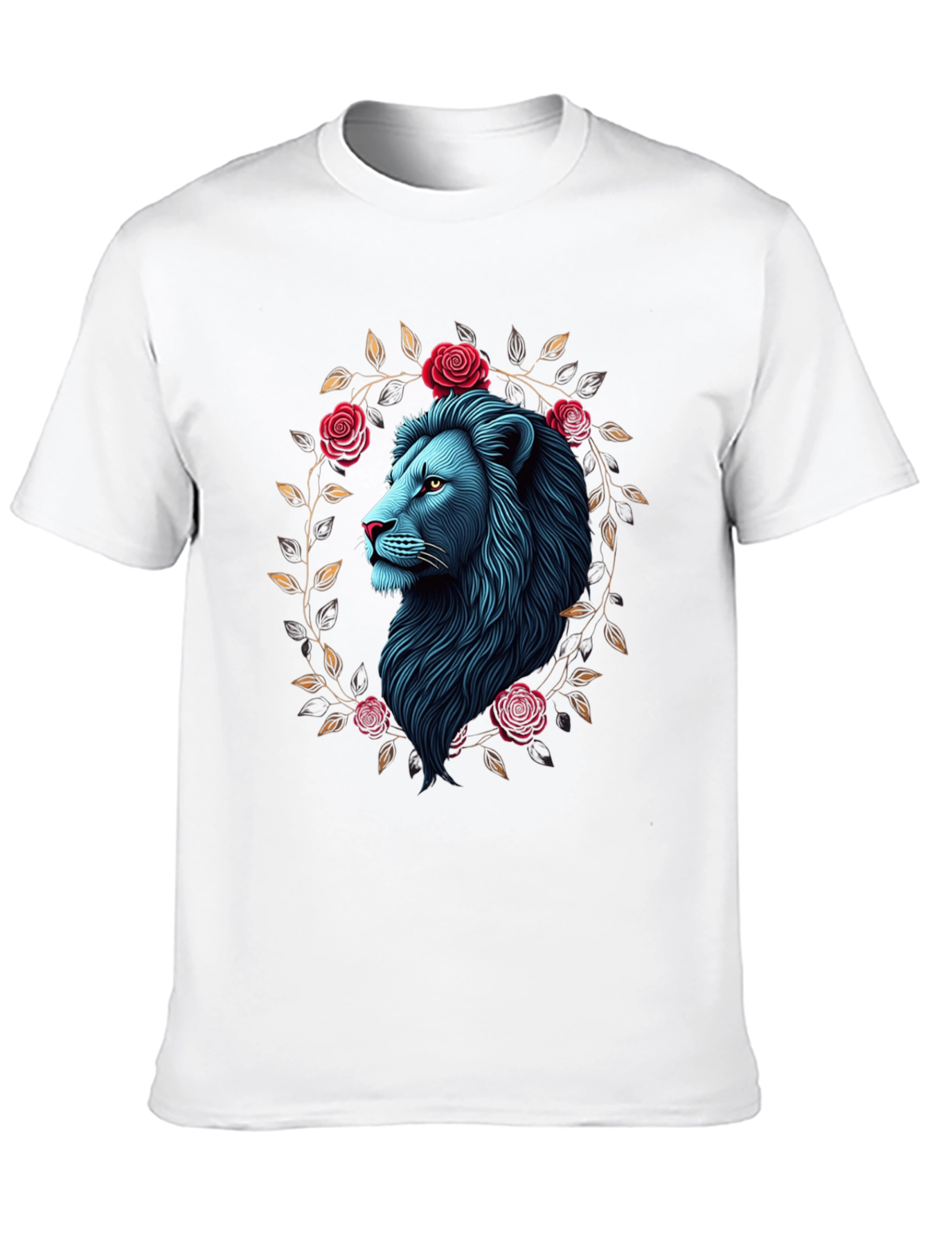 Lion and Roses Black Graphic Tee