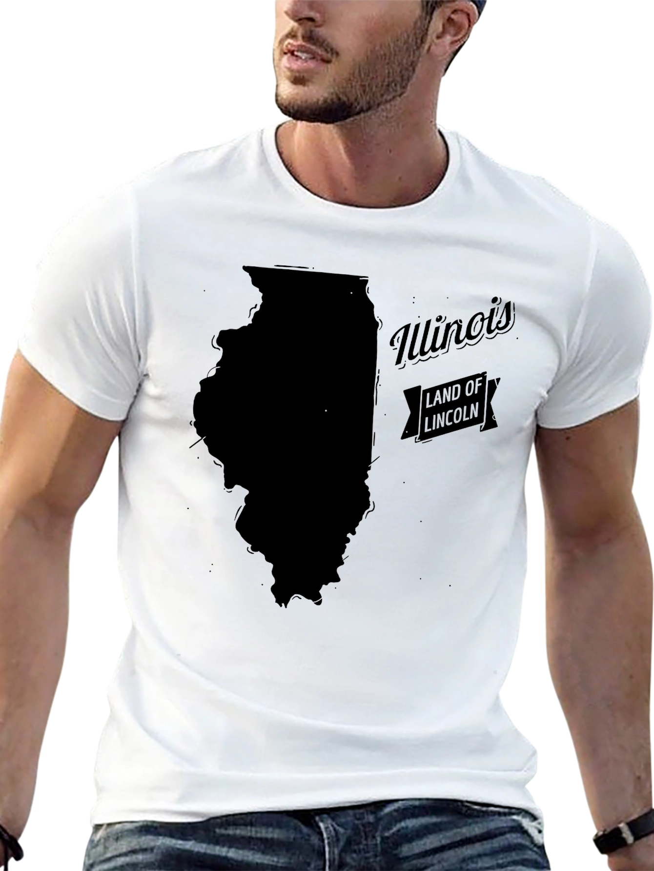 Illinois State Land of Lincoln Black T-Shirt