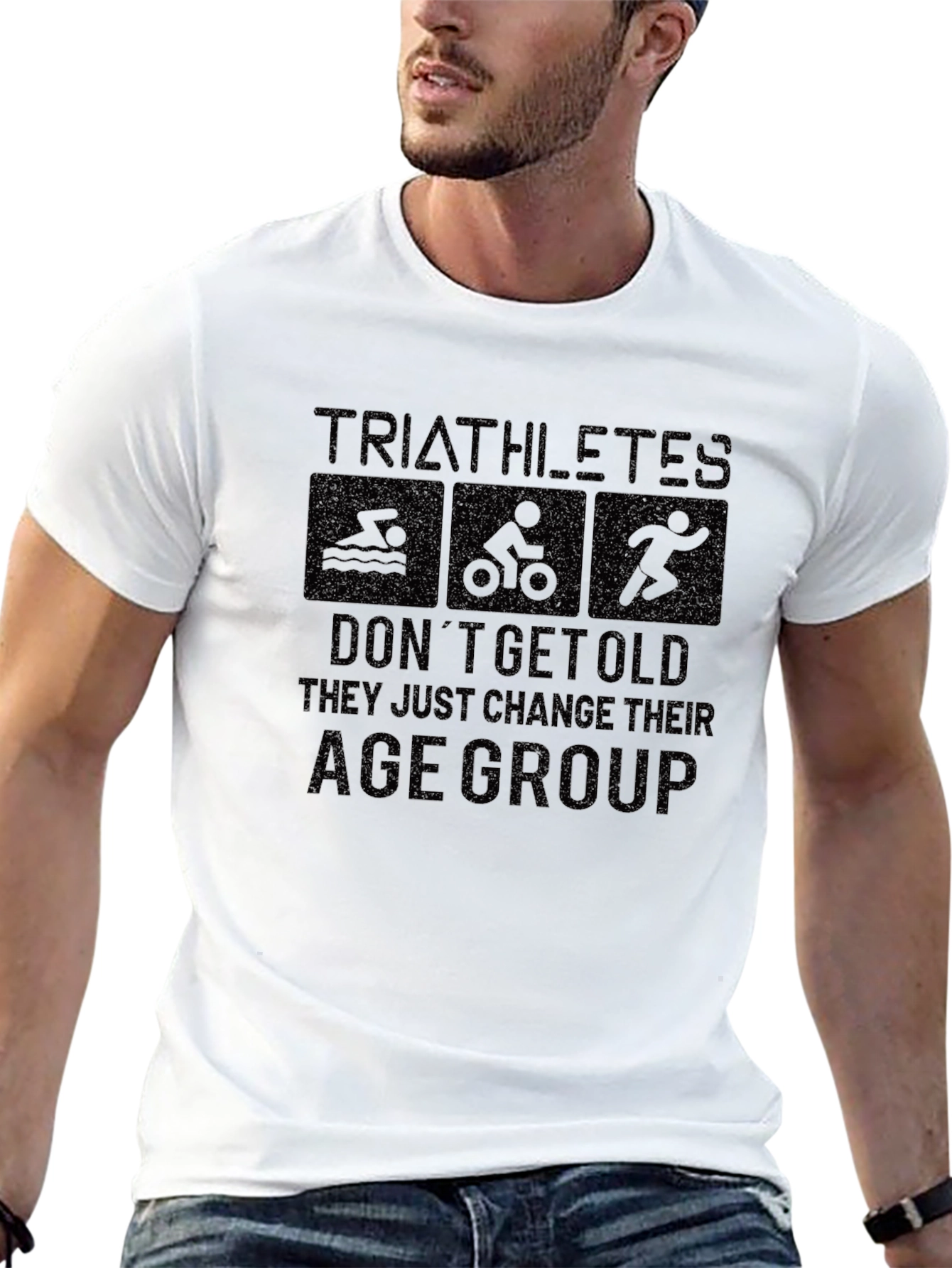 Triathletes Age Group Black Graphic T-Shirt