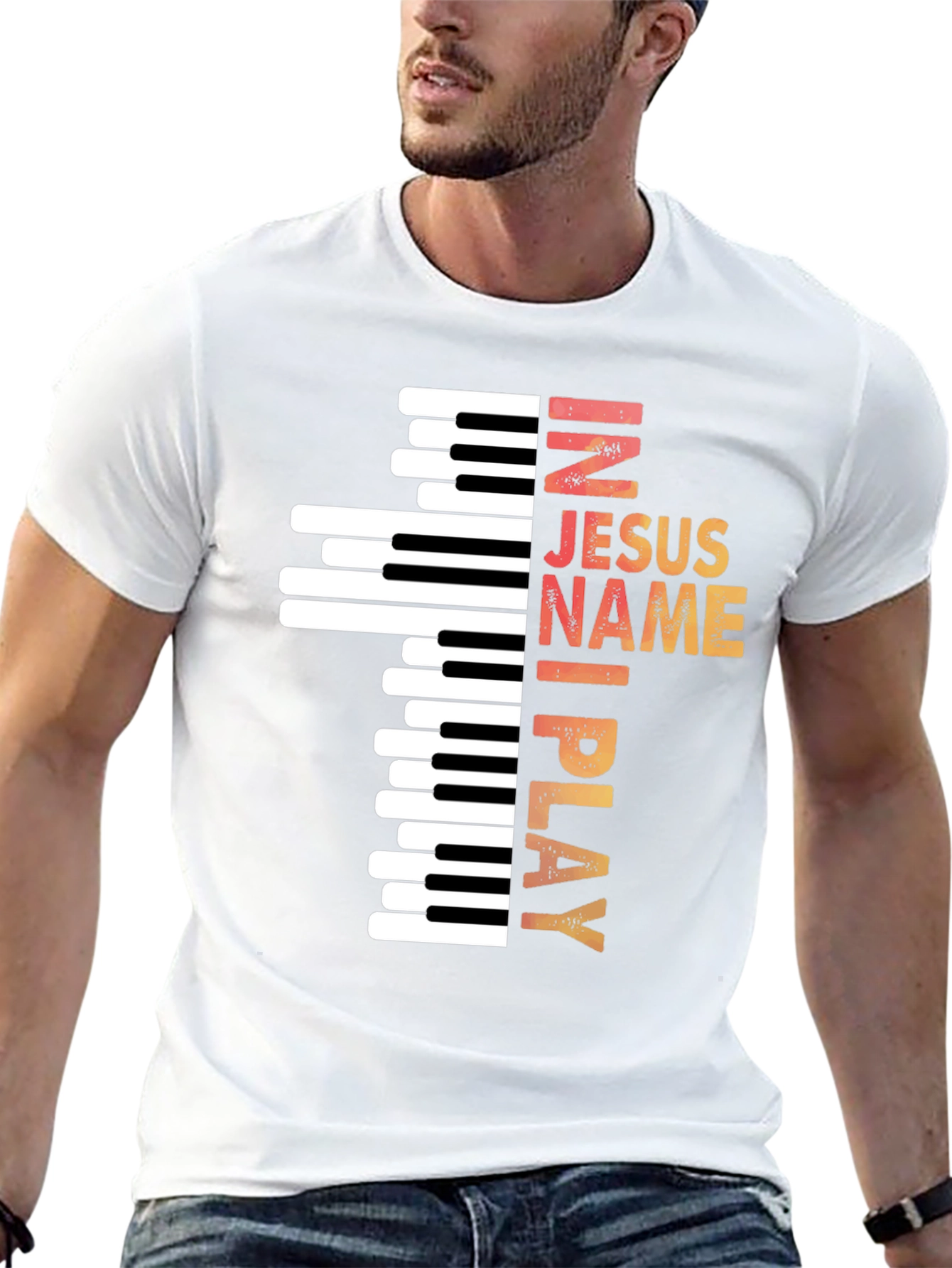 In Jesus Name I Play Piano T-Shirt
