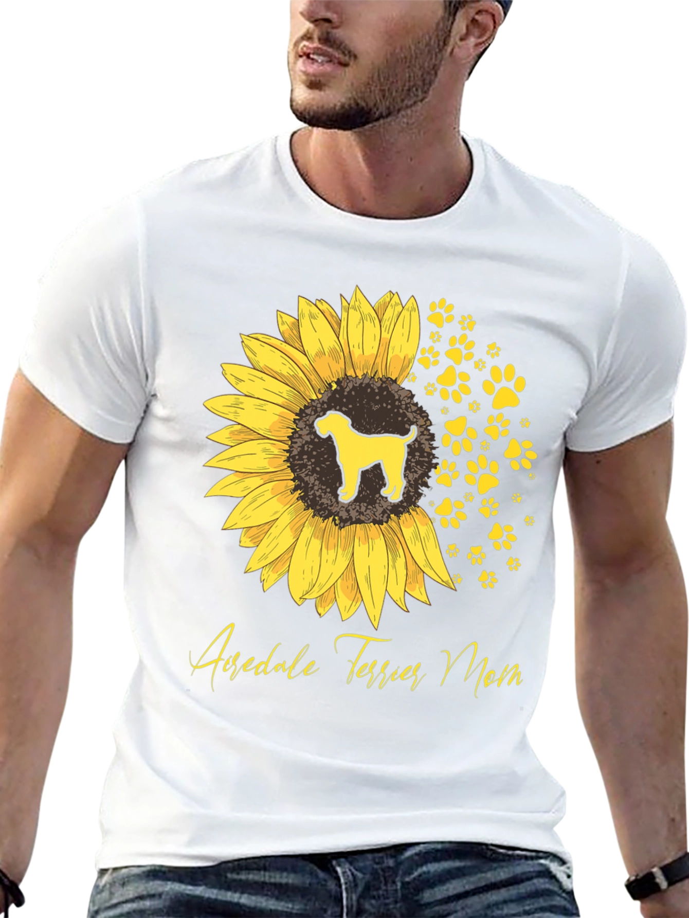 Airedale Terrier Mom Sunflower Graphic Tee