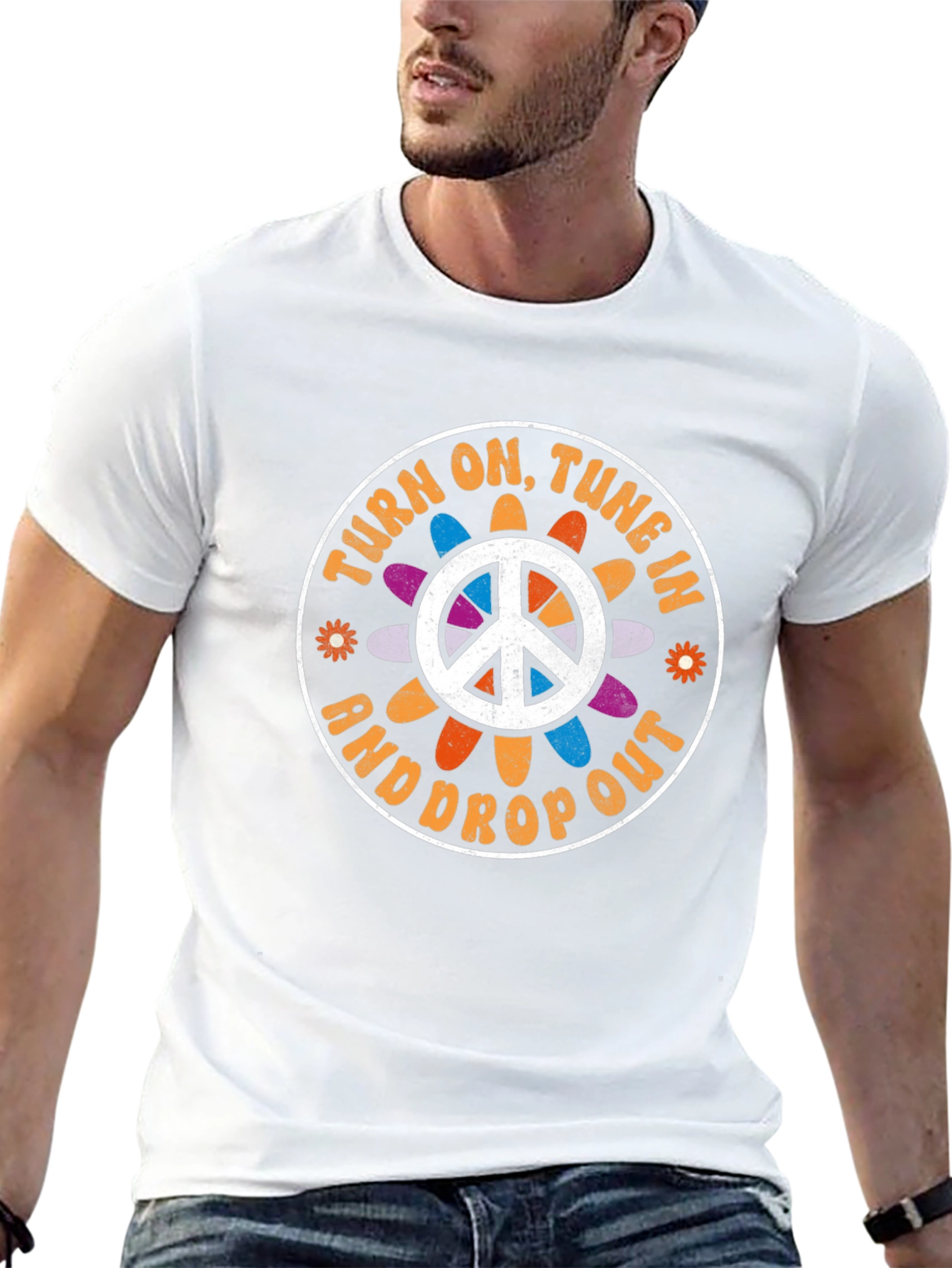 Turn On Tune In T-Shirt Retro Peace Sign