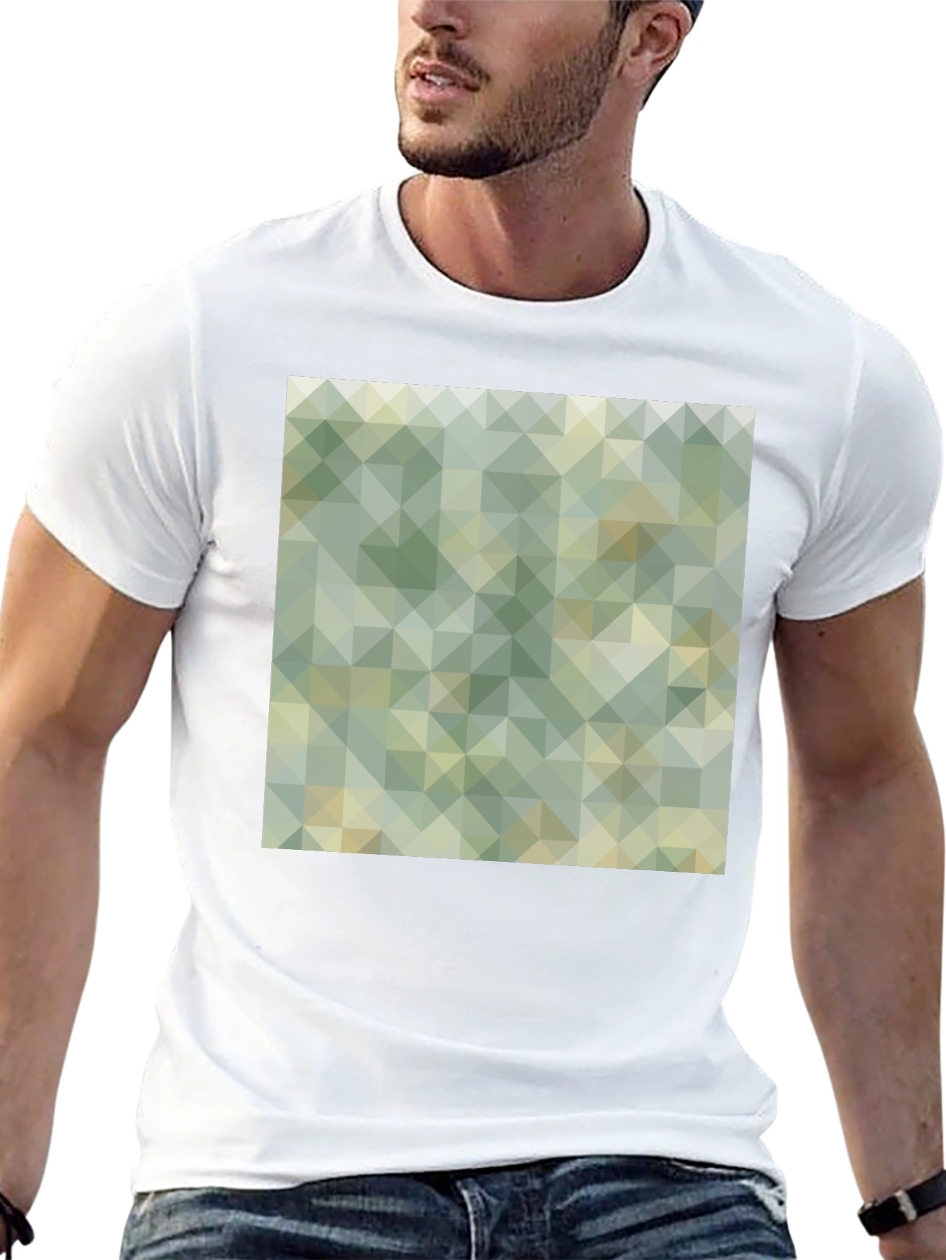 Geometric Triangle Pattern Black T-Shirt