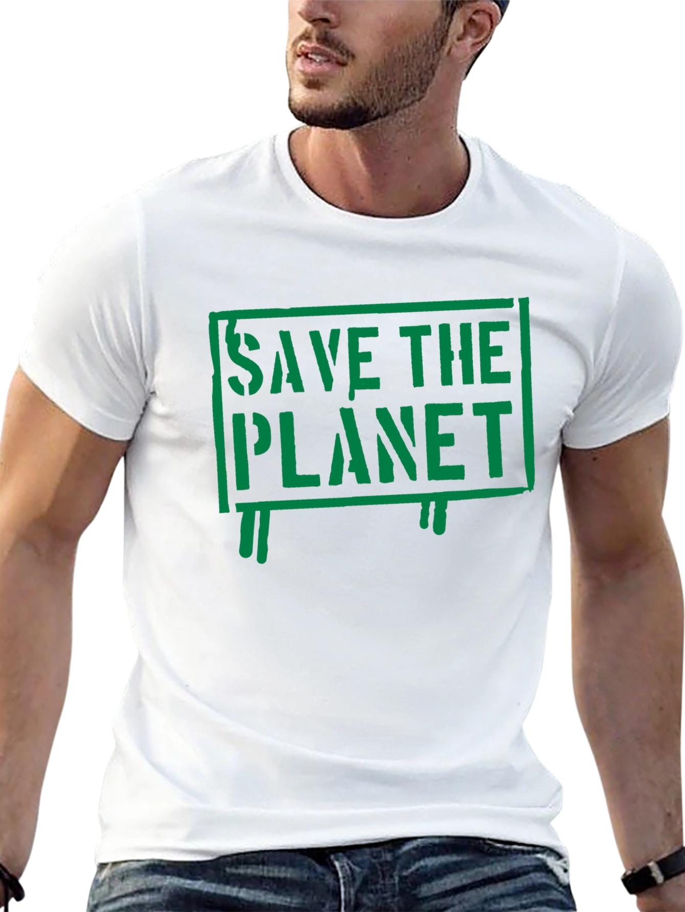 Save the Planet Graphic Print Black T-Shirt